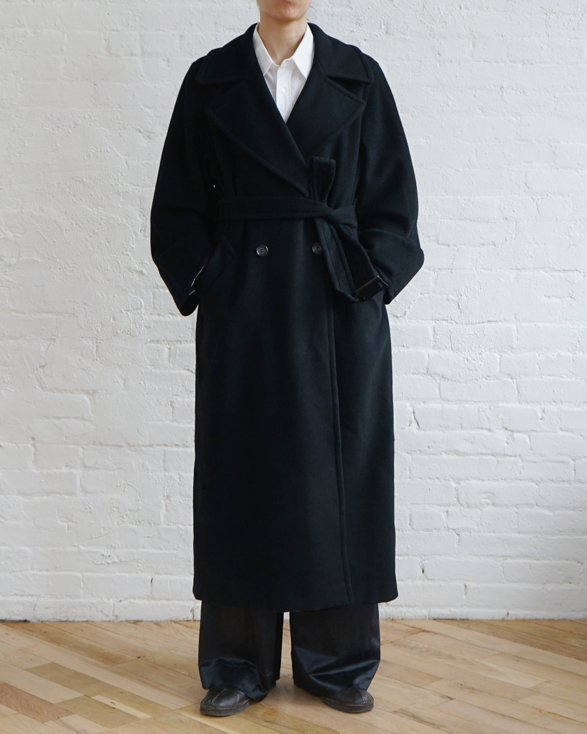 Wool Double Breasted Long Coat