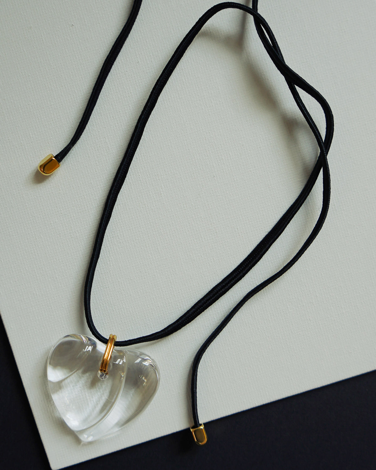 Chrystal Glass Clear Heart Necklace