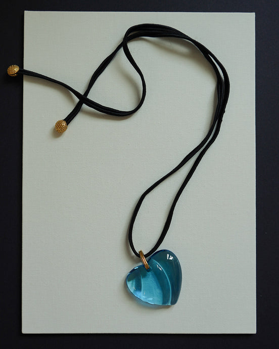 Chrystal Glass Blue Heart Necklace