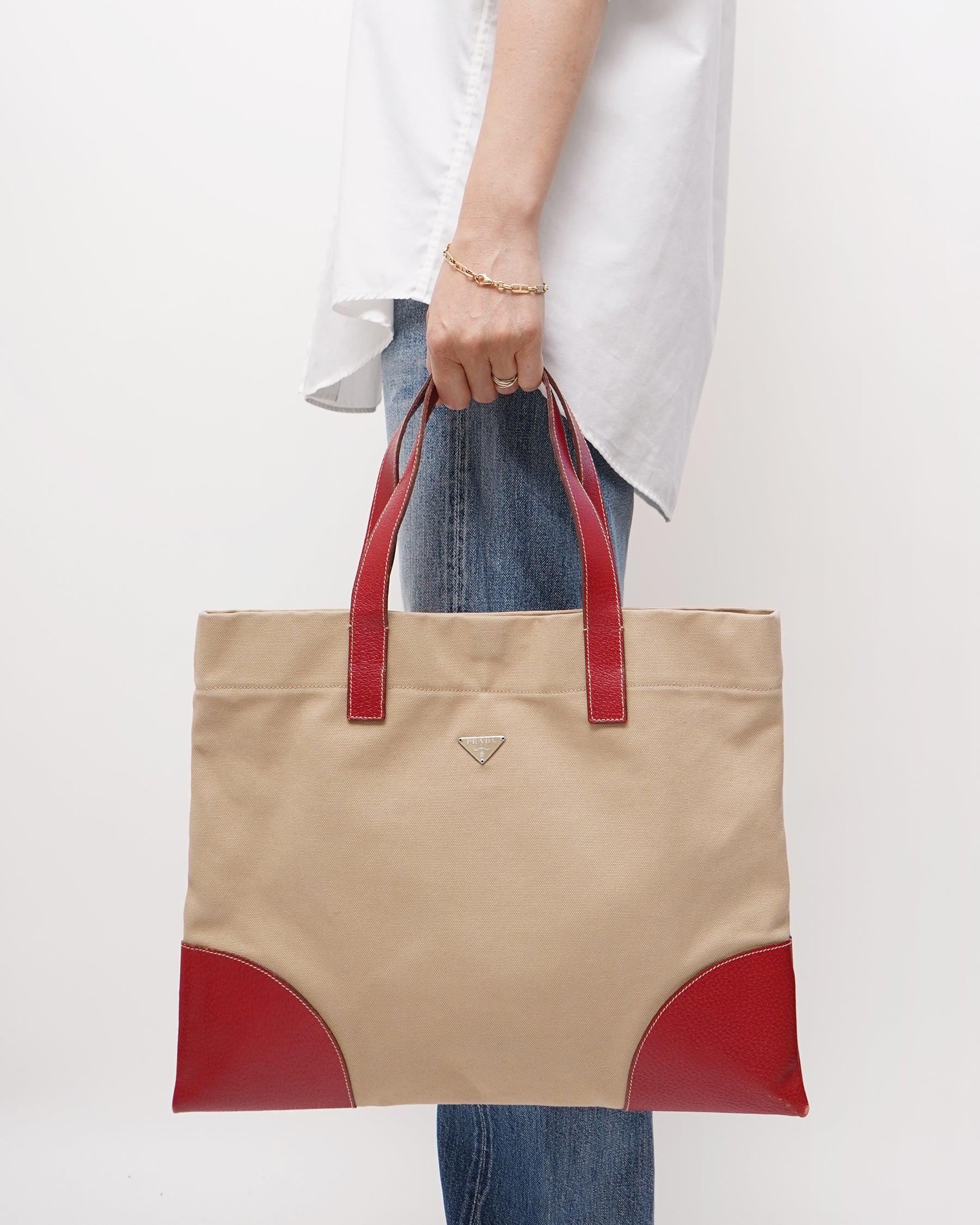 PRADA Canvas Canapa Tote Bag 2000-2013 Made in Italy – Front