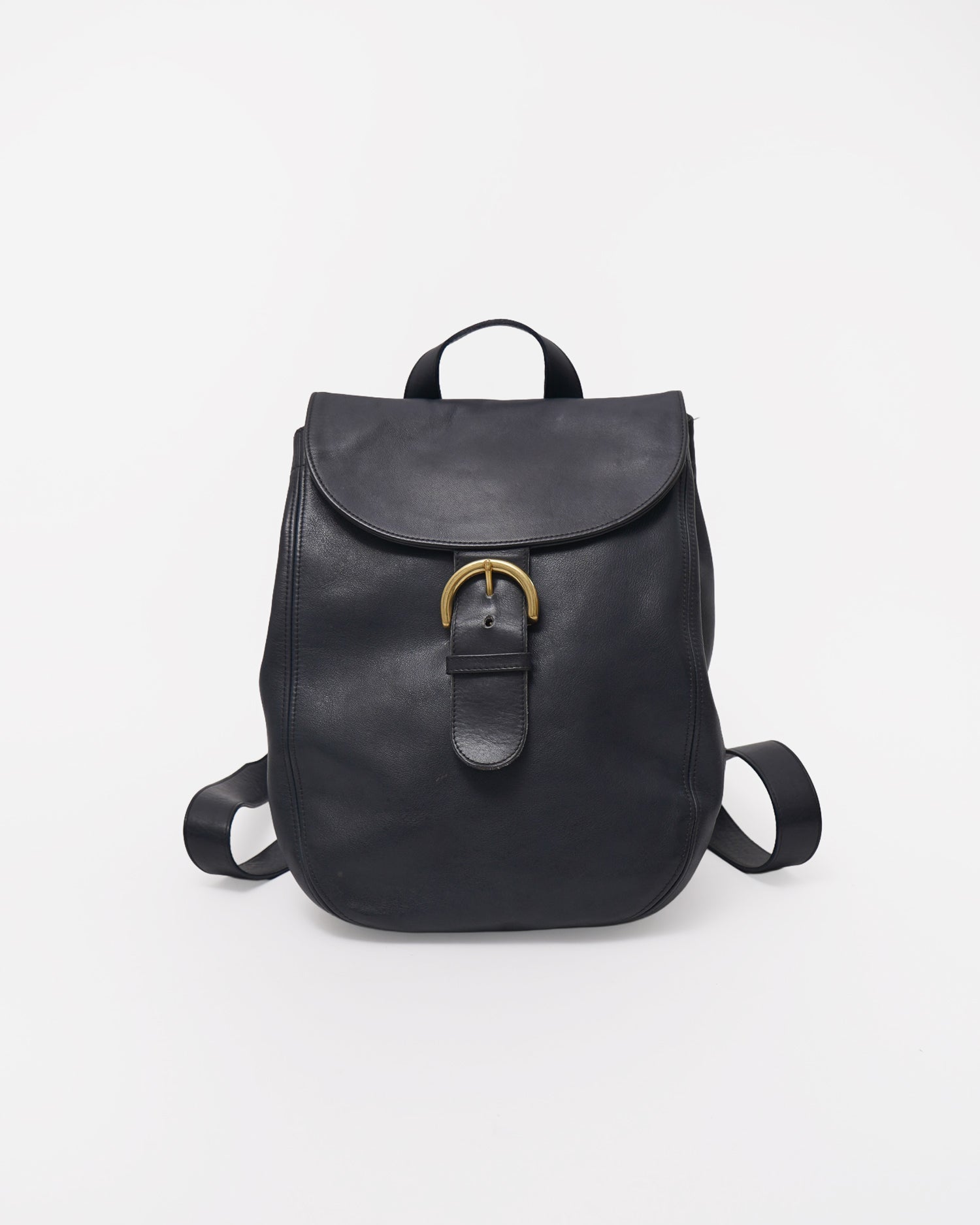Navy Leather Backpack