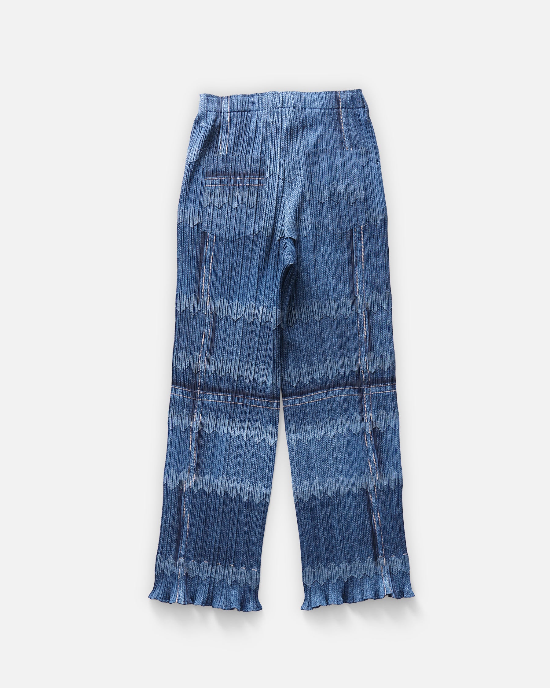 Issey Miyake Pleats Please Denim Print Pleated Skirt Rare Made in