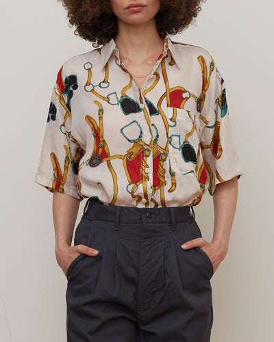 Silk Shirts Short Sleeve Patterned / M