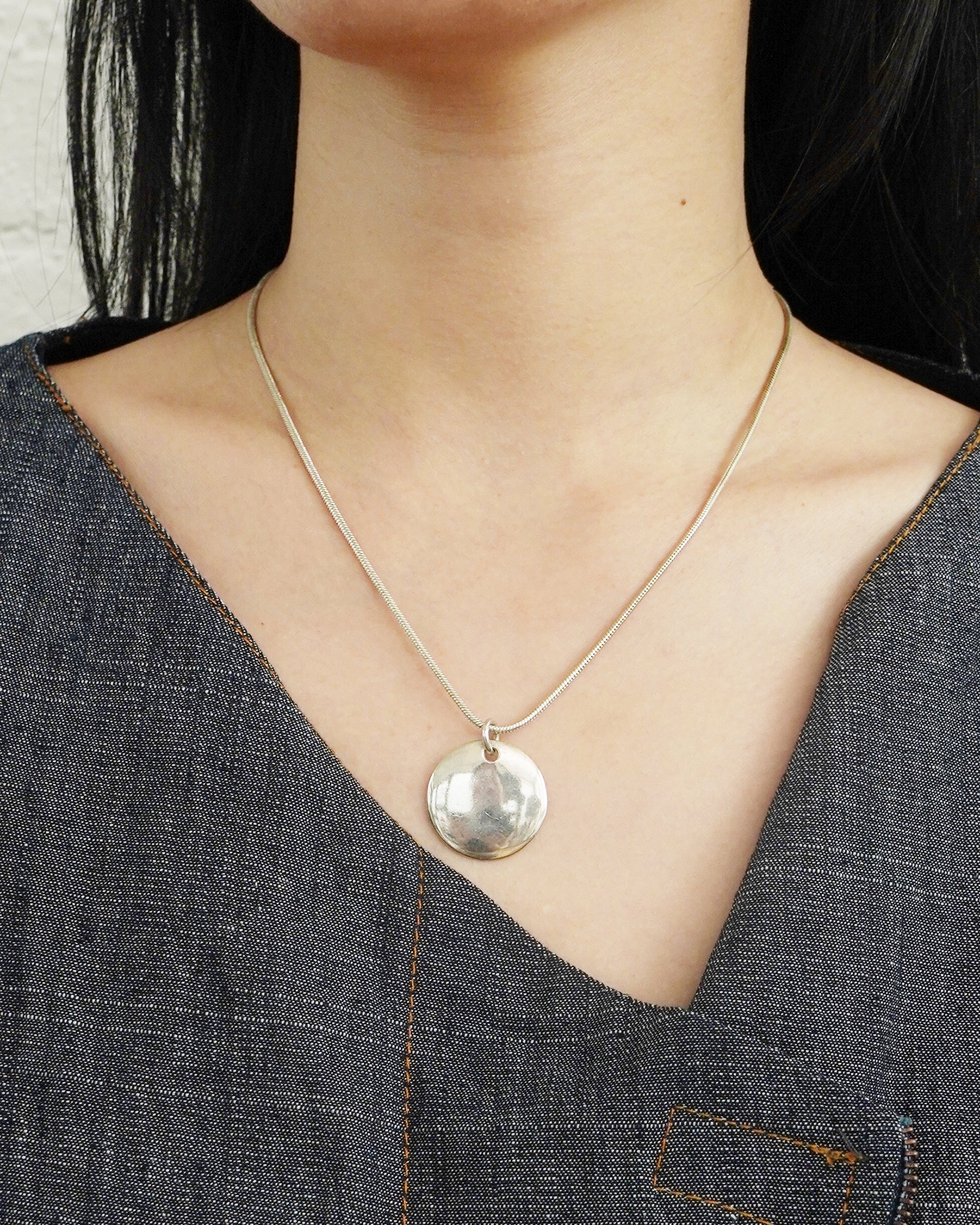 SILVER925 CIRCLE CHARM NECKLACEシルバーネックレス Silver Chain Necklace w/ Circle Charm – Front General Store