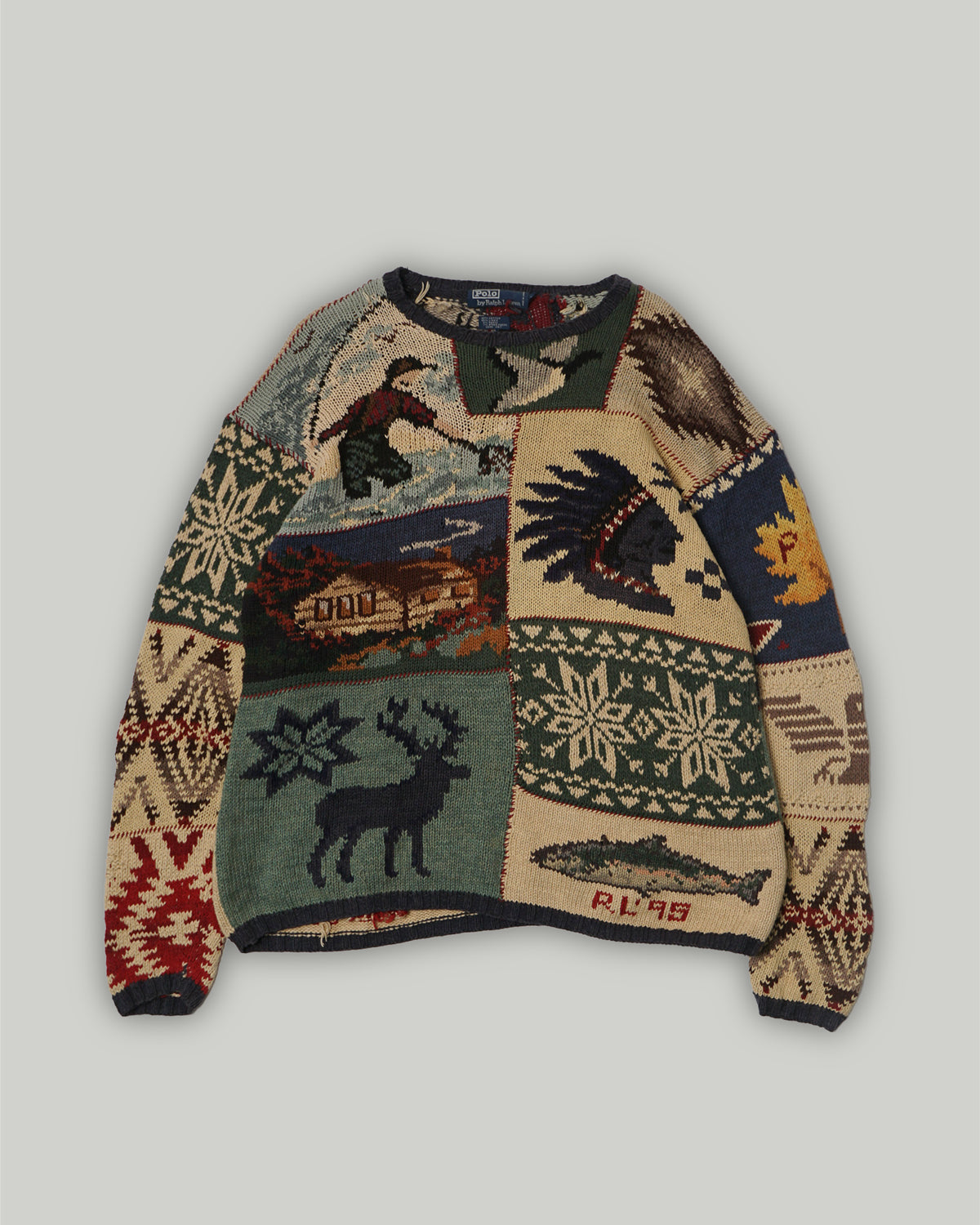 Polo Indian Patterned Hand Knit Sweater