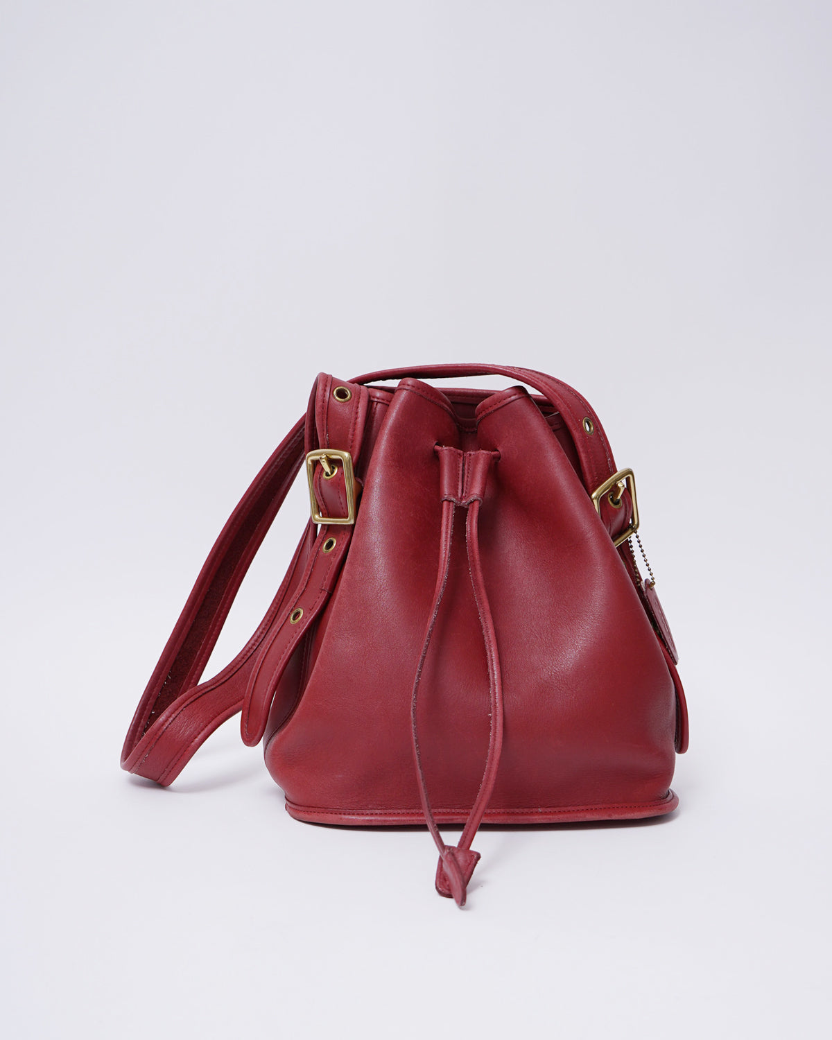 Red Leather Pouch Shoulder Bag