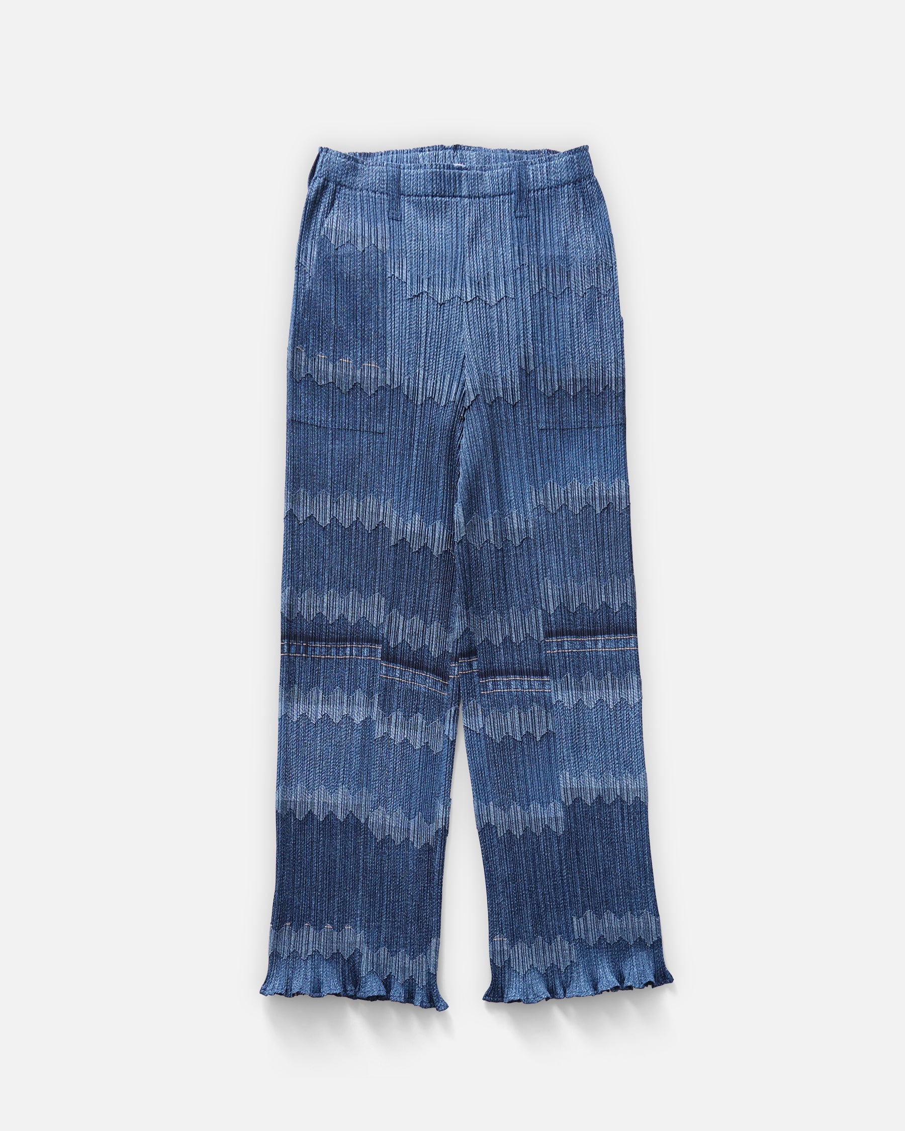 Issey Miyake Pleats Please Denim Print Pleated Pants Rare Made in