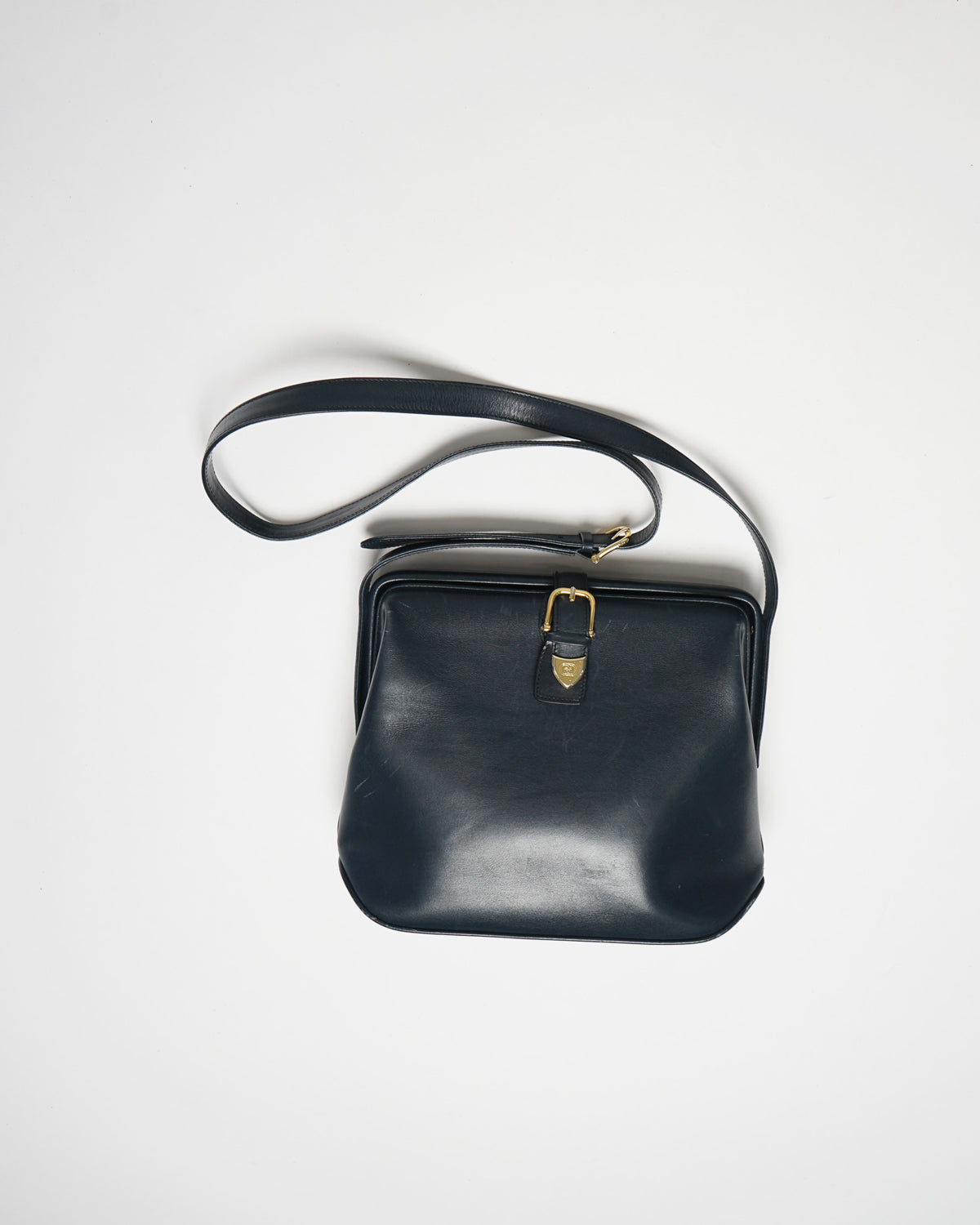 Navy Leather Shoulder Bag