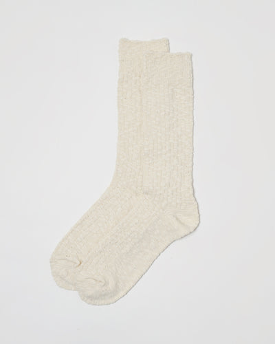 Slub Rib Socks / White