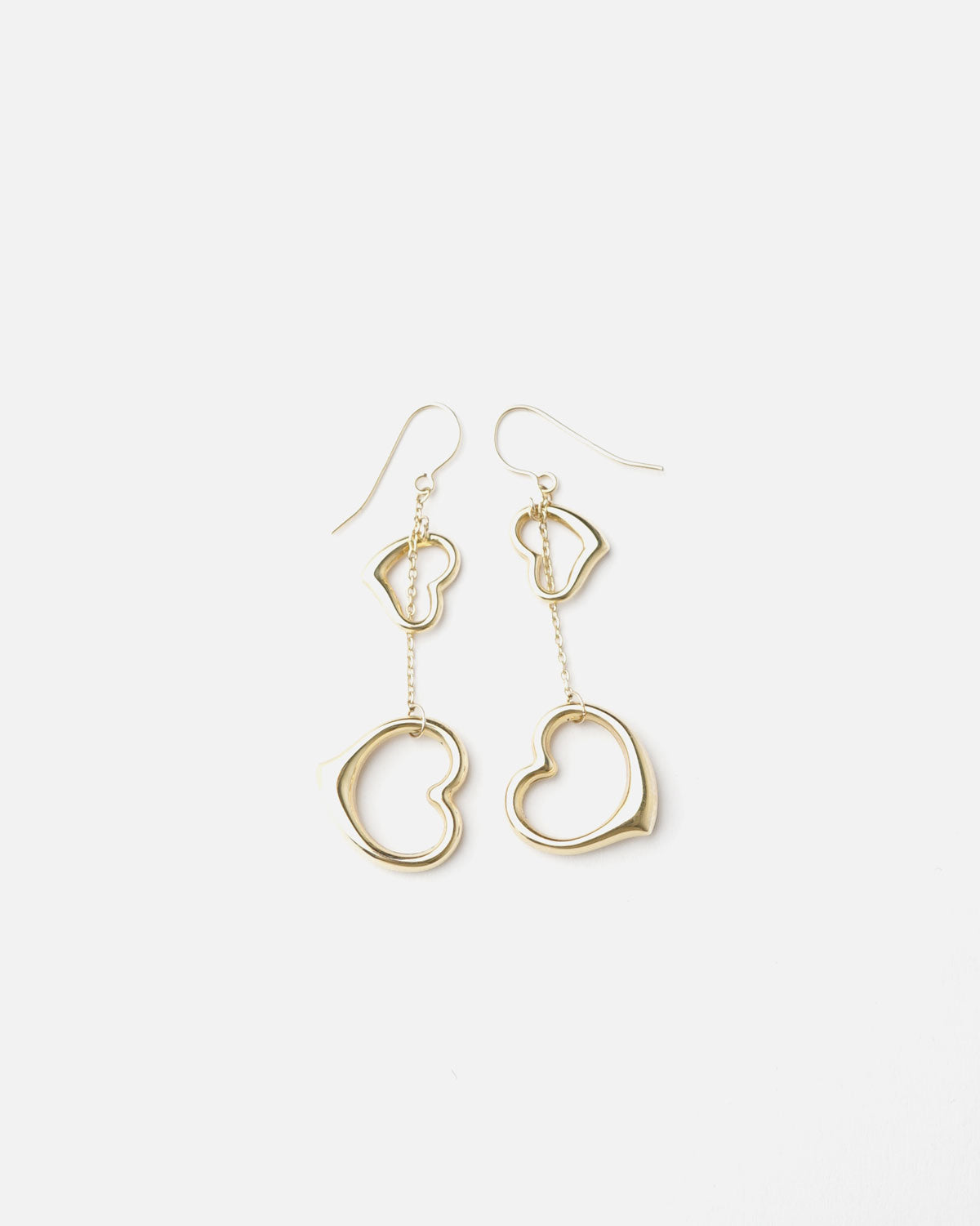 14k Gold Heart Dangle Earrings