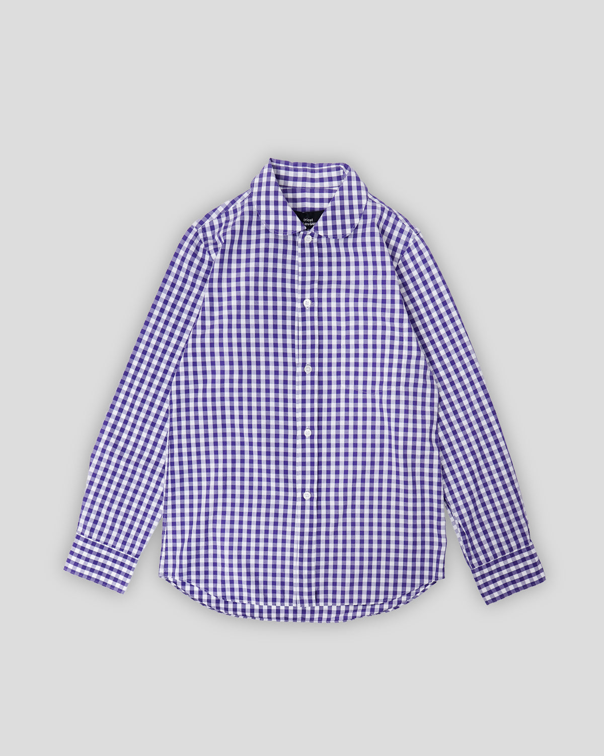 Round Collar Gingham Check Shirt