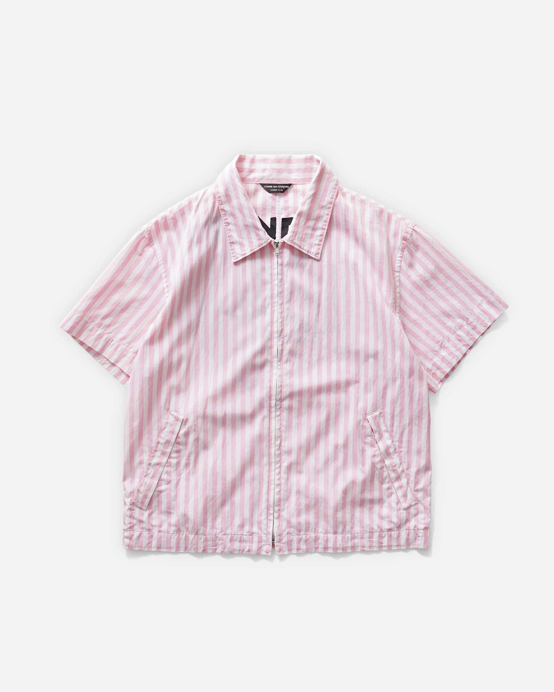 トップス STRIPED ZIPPER SHIRT Striped Zip-Up Shirt w/ Inner Printed – Front General Store