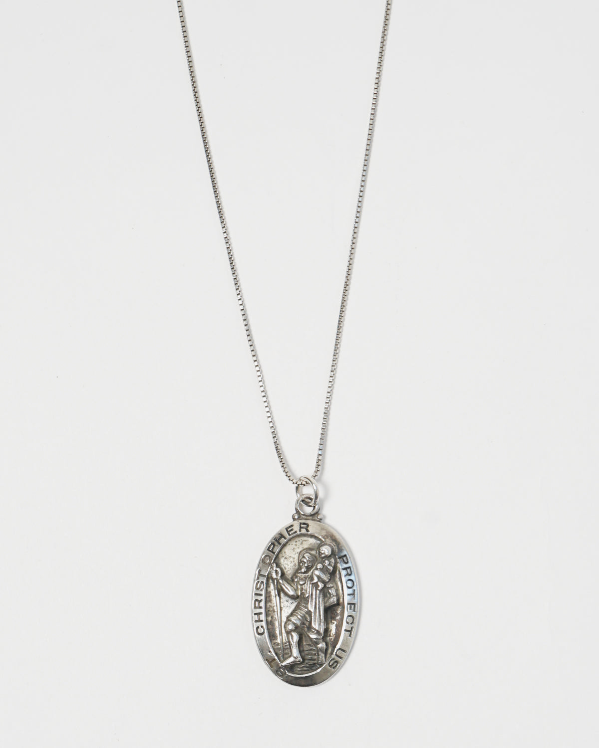 Silver Necklace w/ Religious Charm