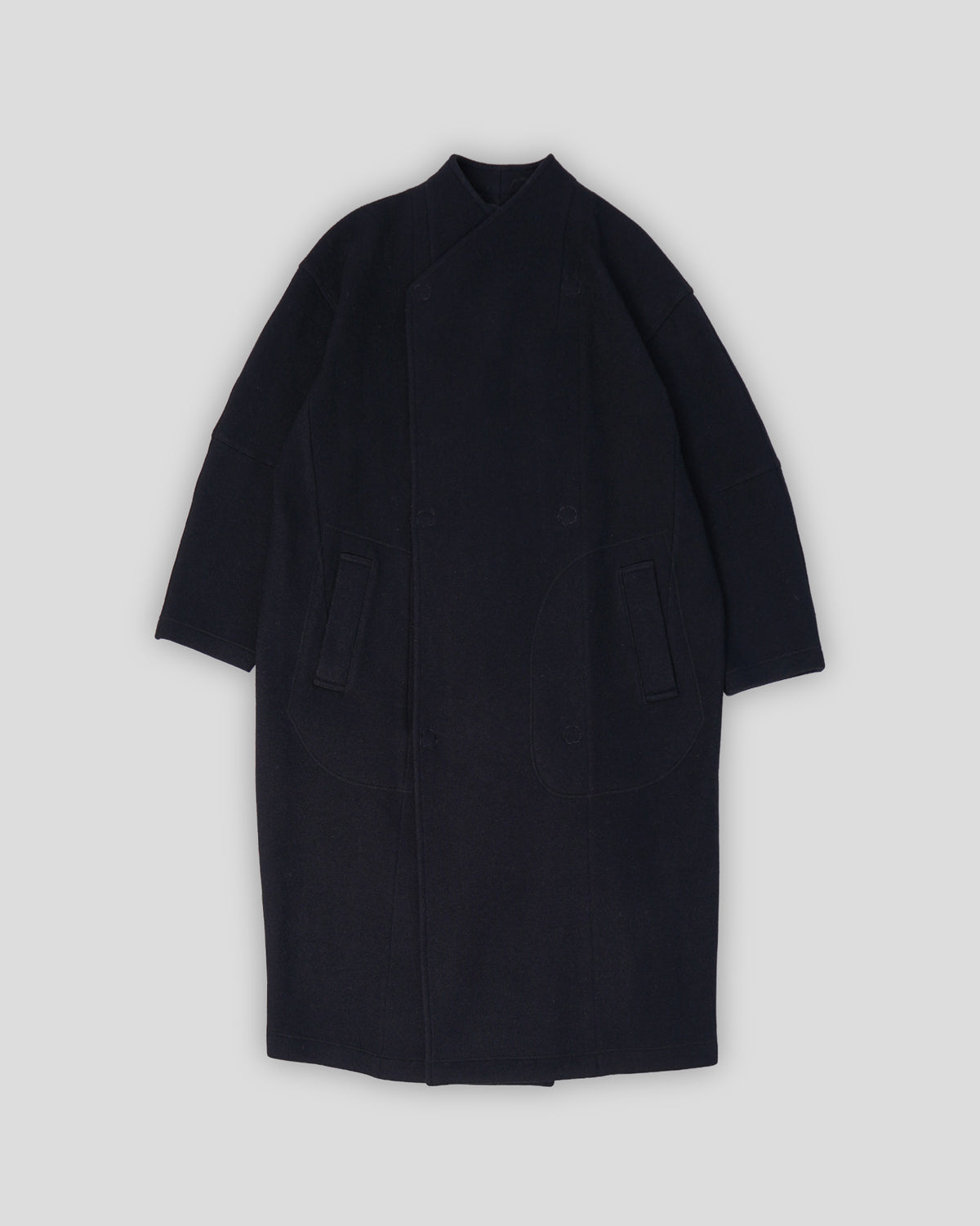 Collarless Wool Coat