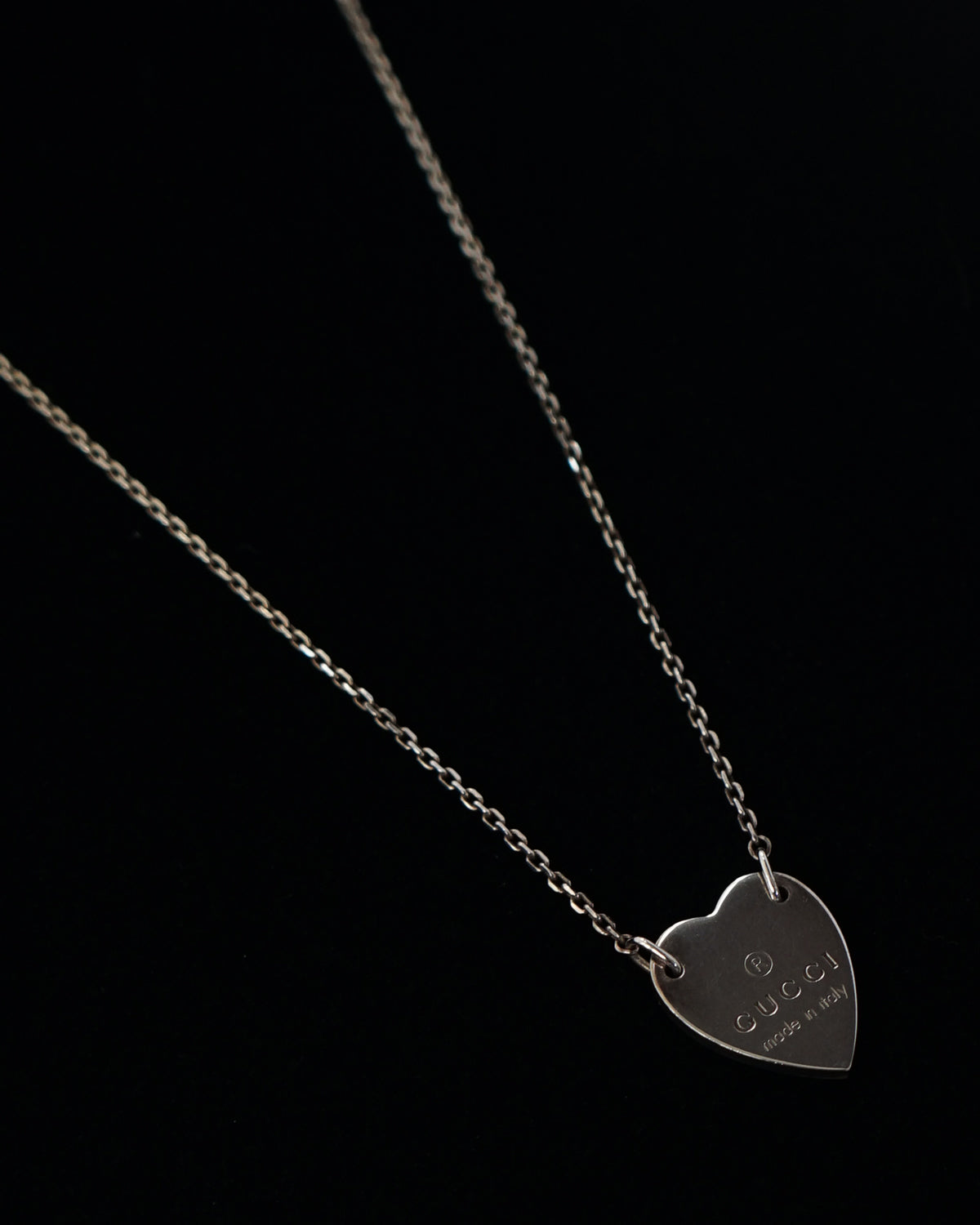 Silver Heart Logo Tag Necklace