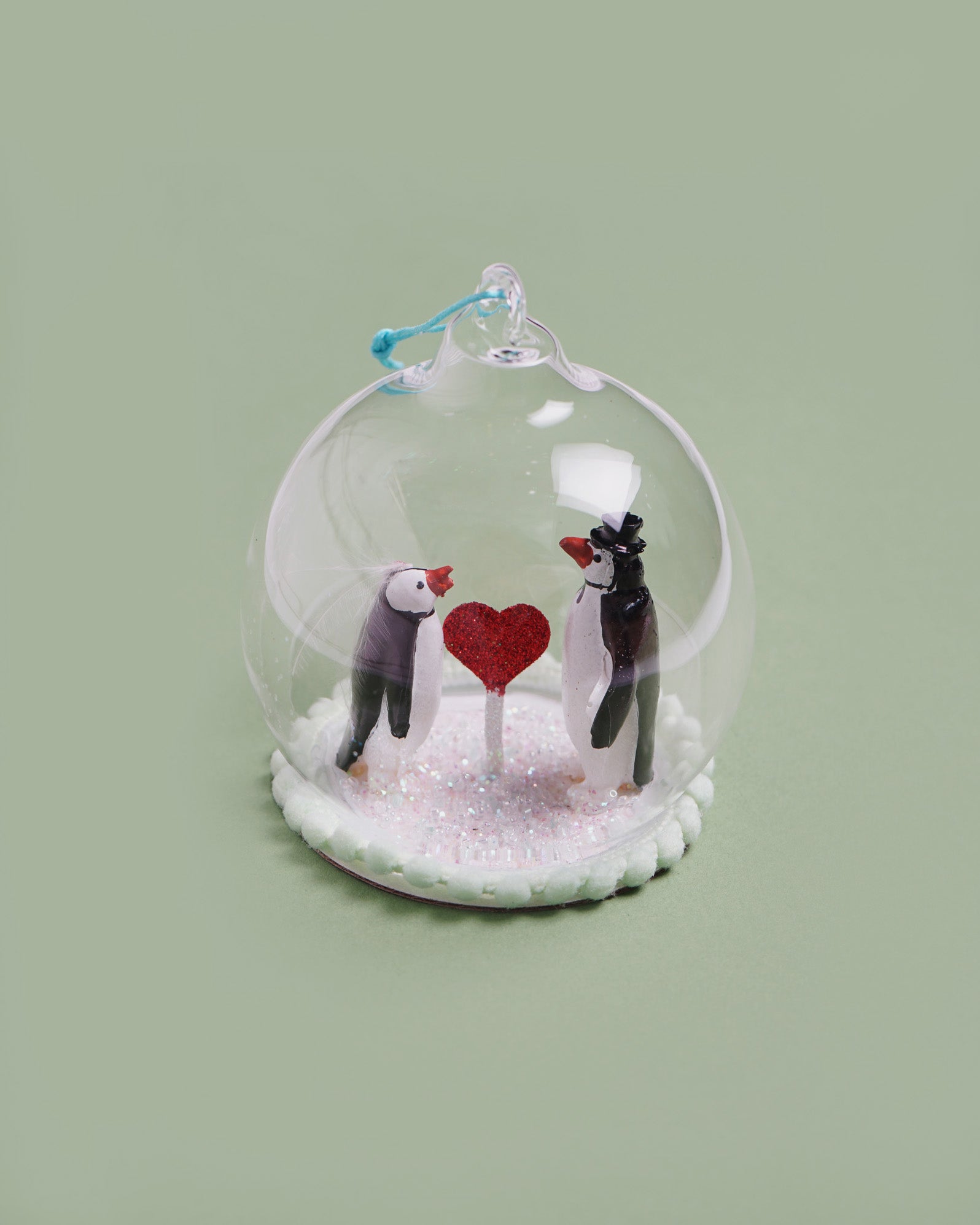 Penguin Heart Globe Ornament