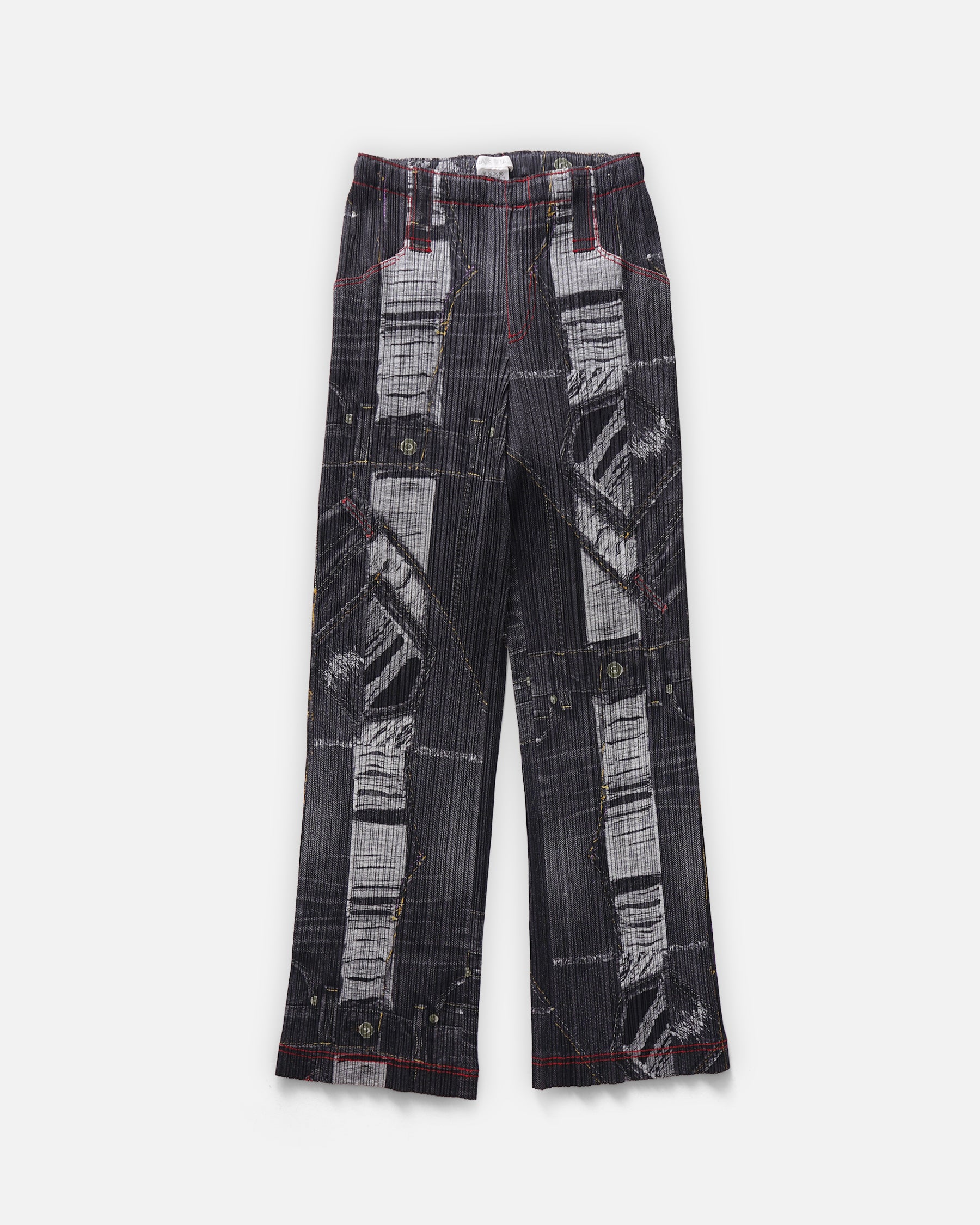 Issey Miyake Pleats Please Denim Print Pleated Pants Rare Made in