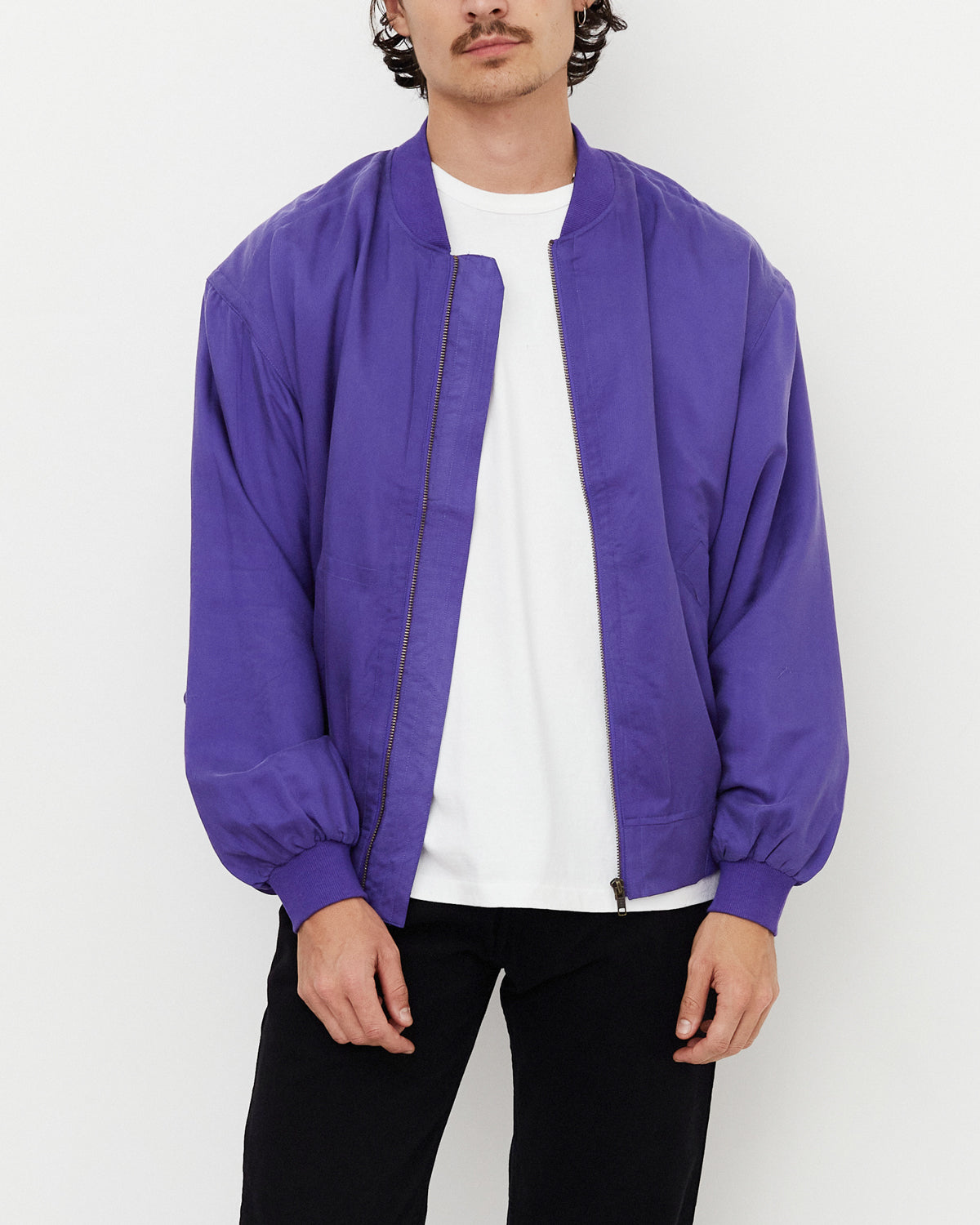 Silk Bomber Jacket Purple