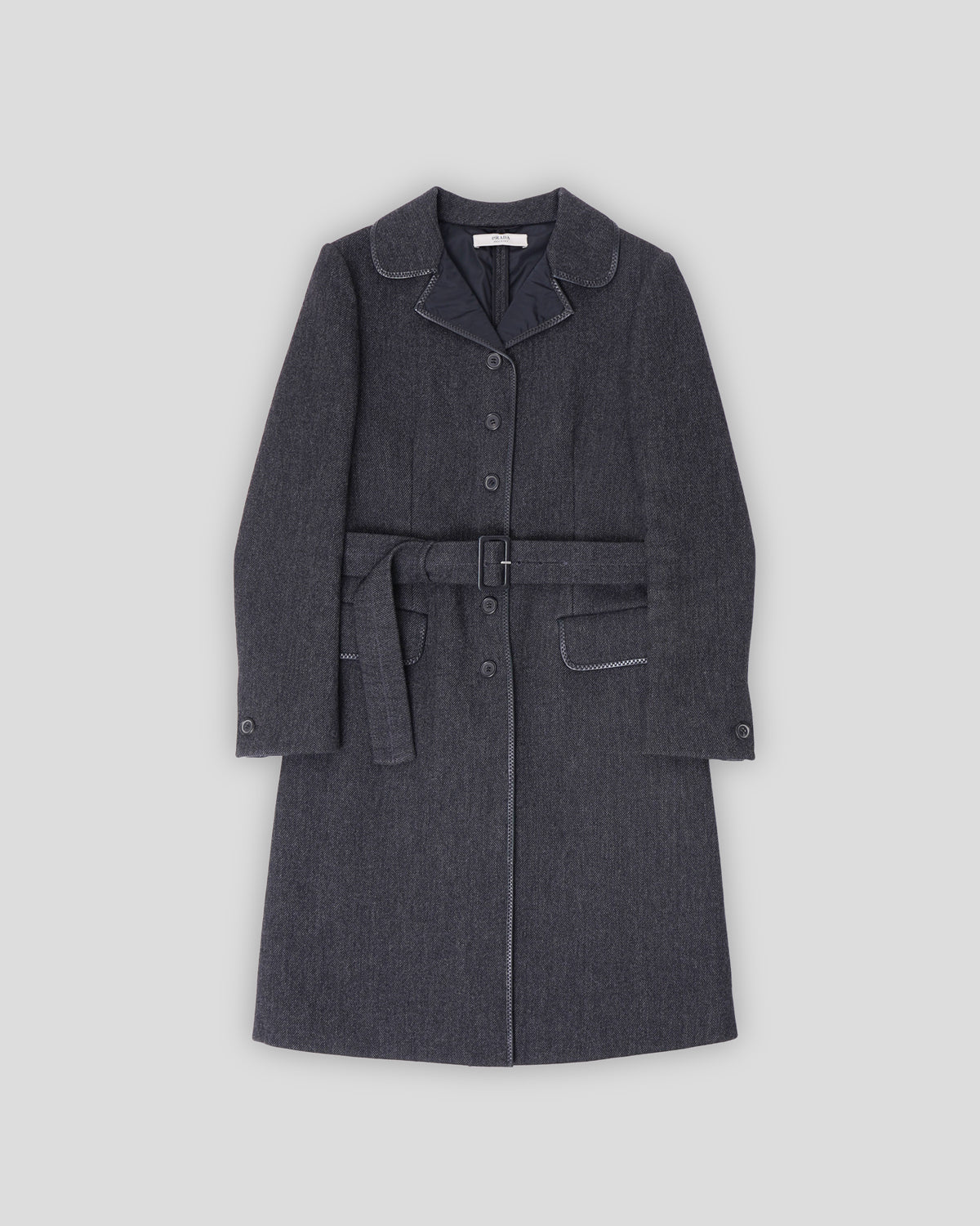 Leather Piping Wool Coat