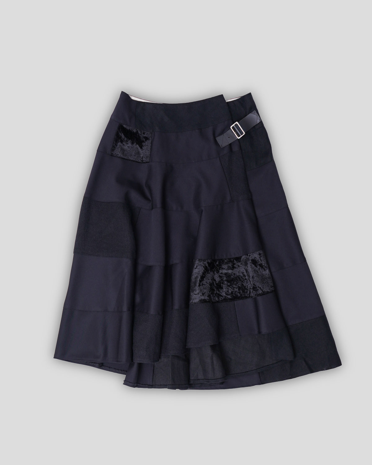Side Belted Patched Skirt