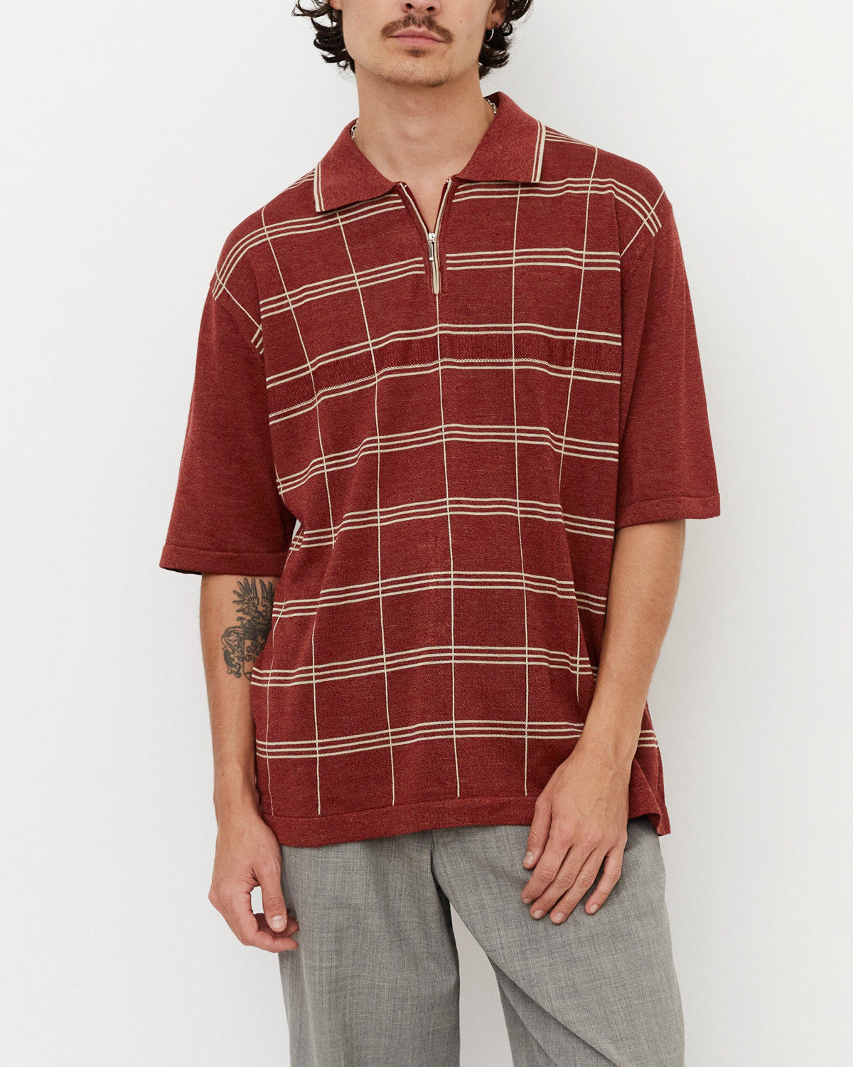 Pullover Zip Polo / Burgundy