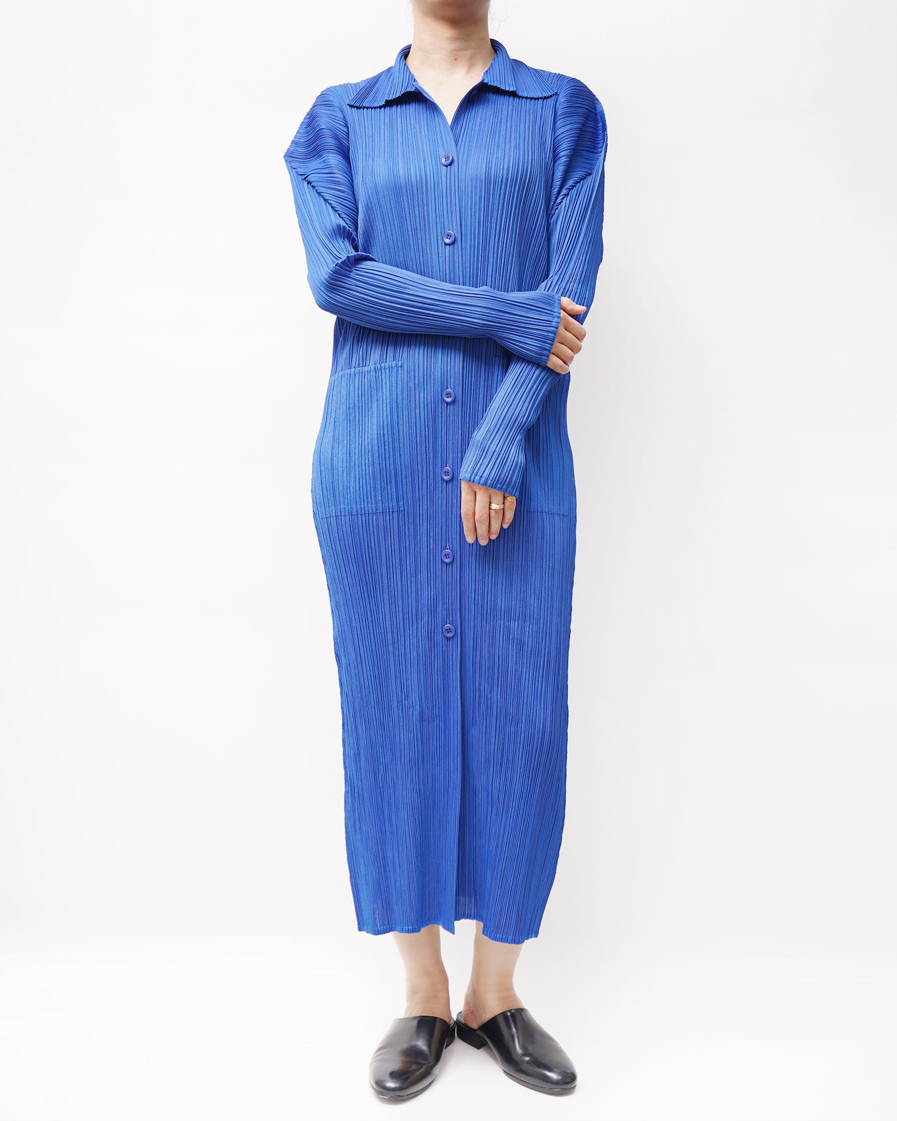 Issey Miyake Pleats Please Front Button Pleated Long Dress Made in Japan – Front General Store
