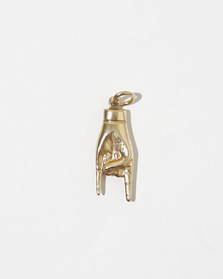 14K Gold Hand Sign Charm