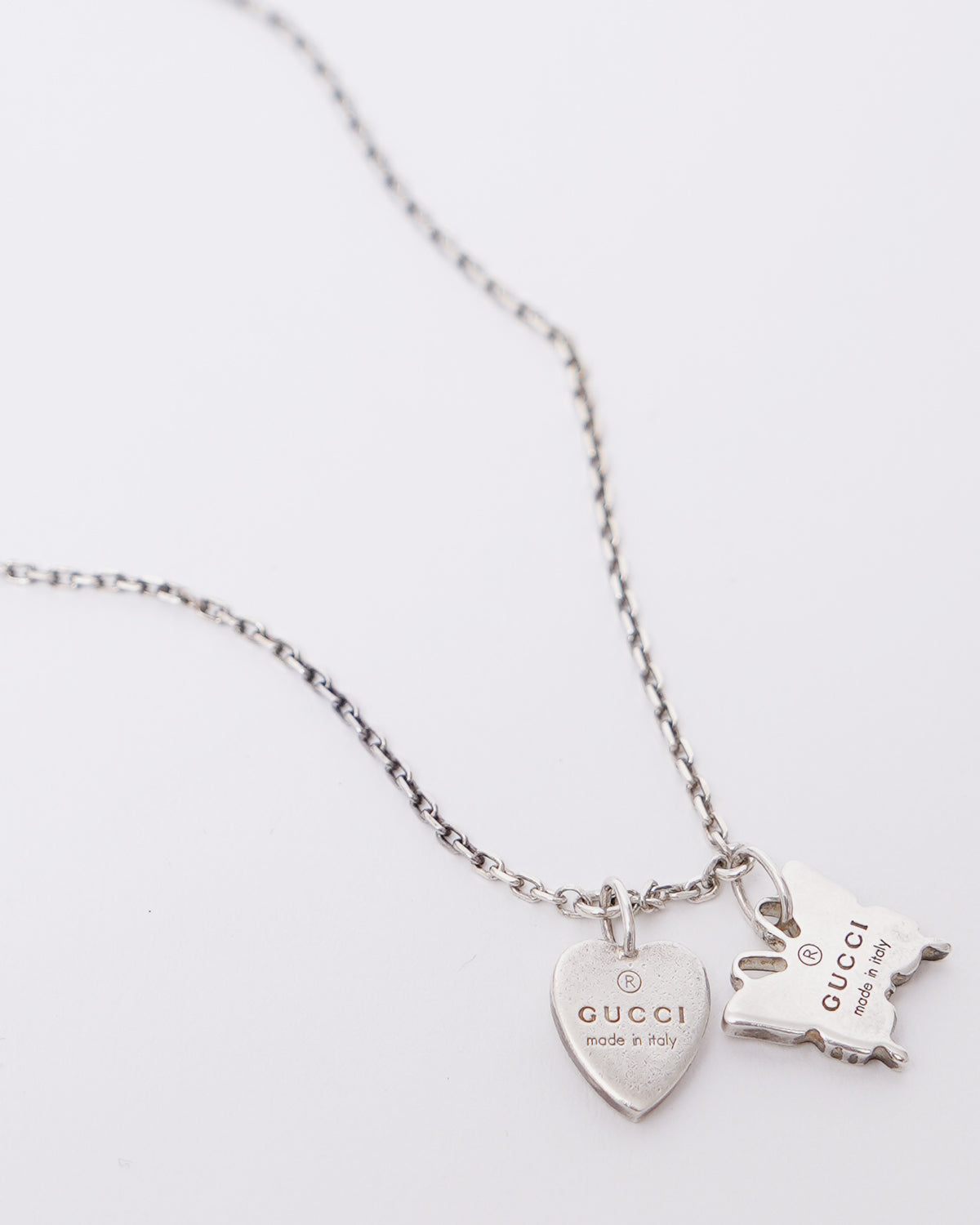 Silver Butterfly & Heart Necklace