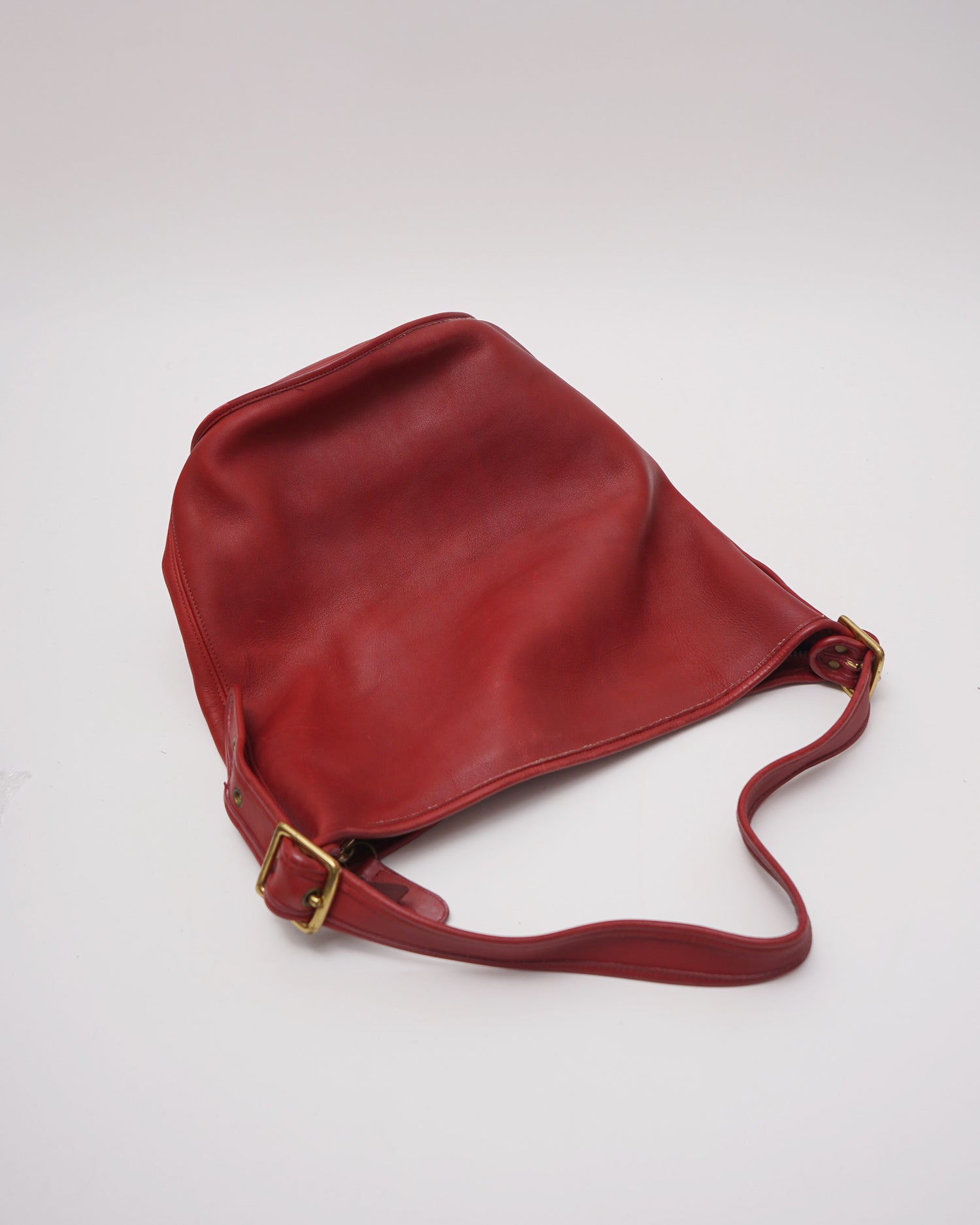 Red Leather Bucket Shoulder Bag – Front General Store