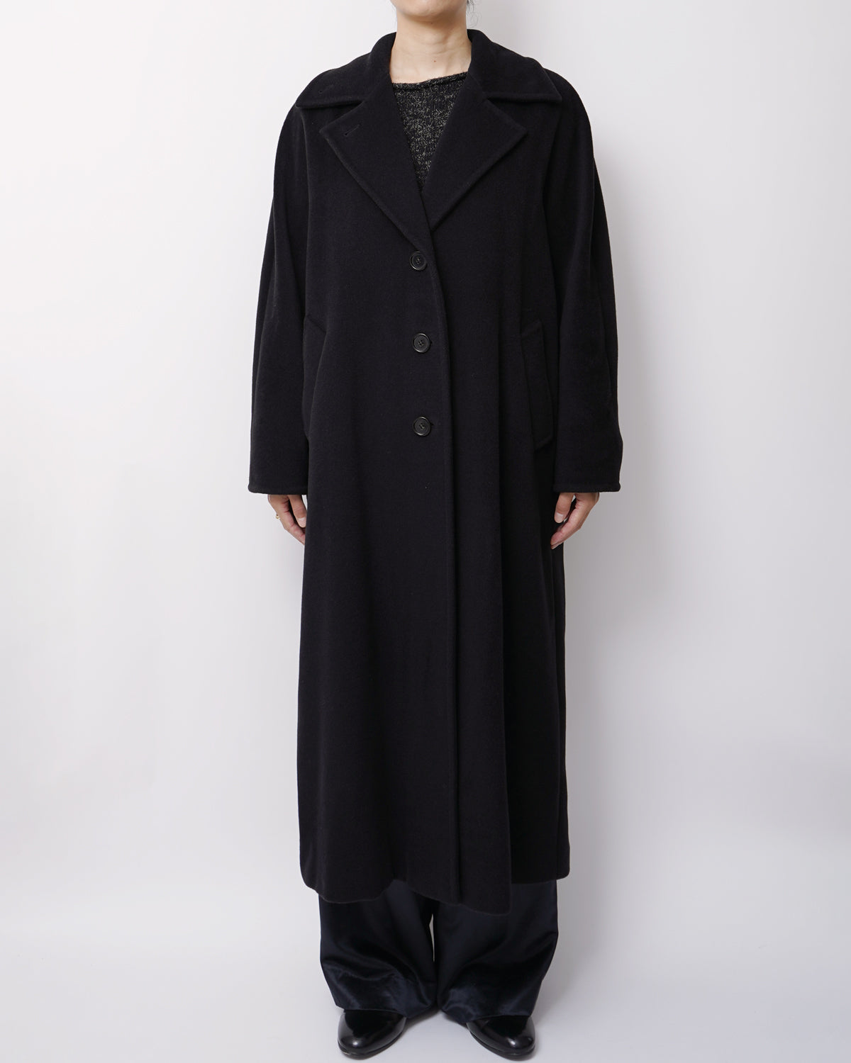 Black Wool Maxi Long Coat