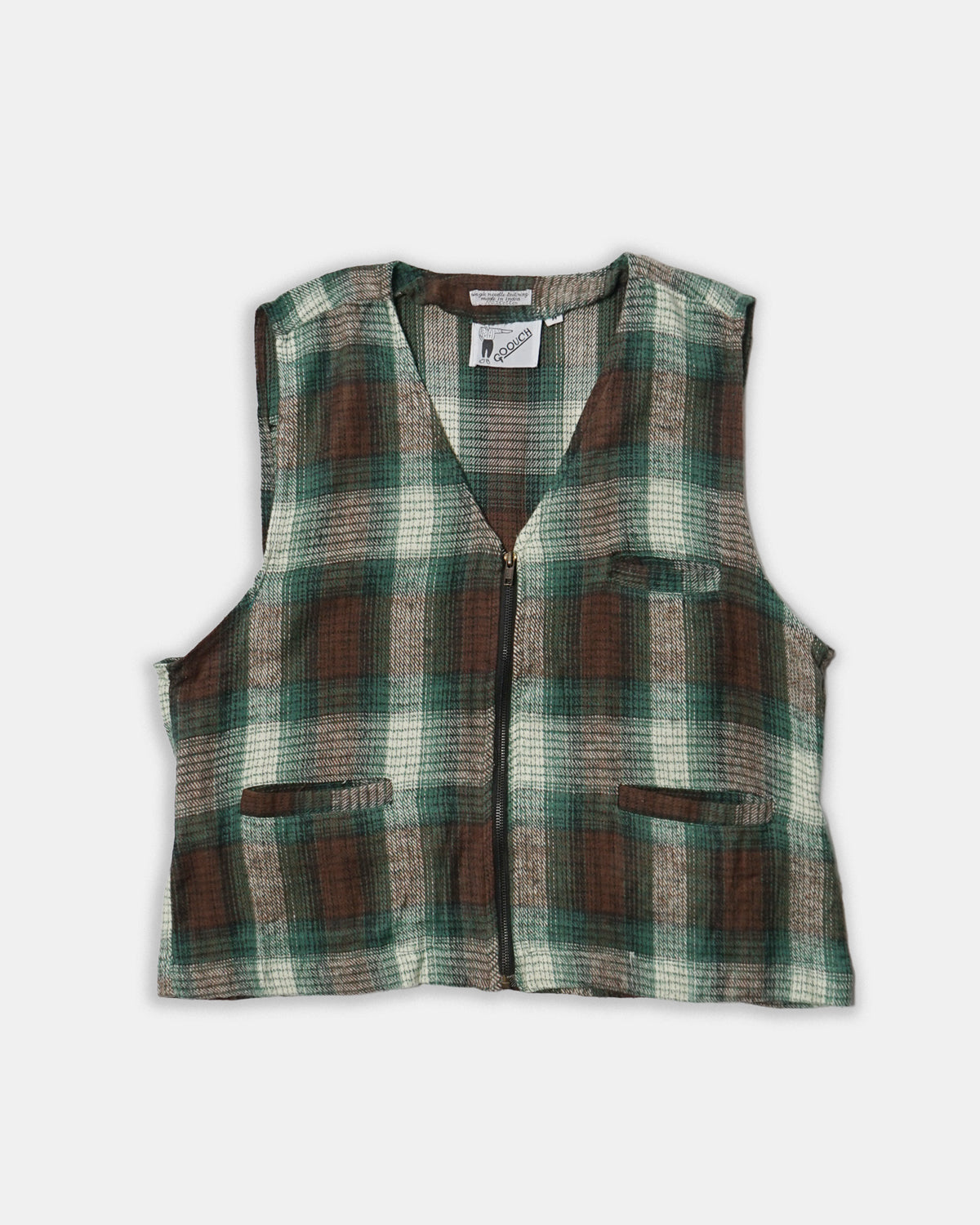 Plaid Flannel Zip Up Vest