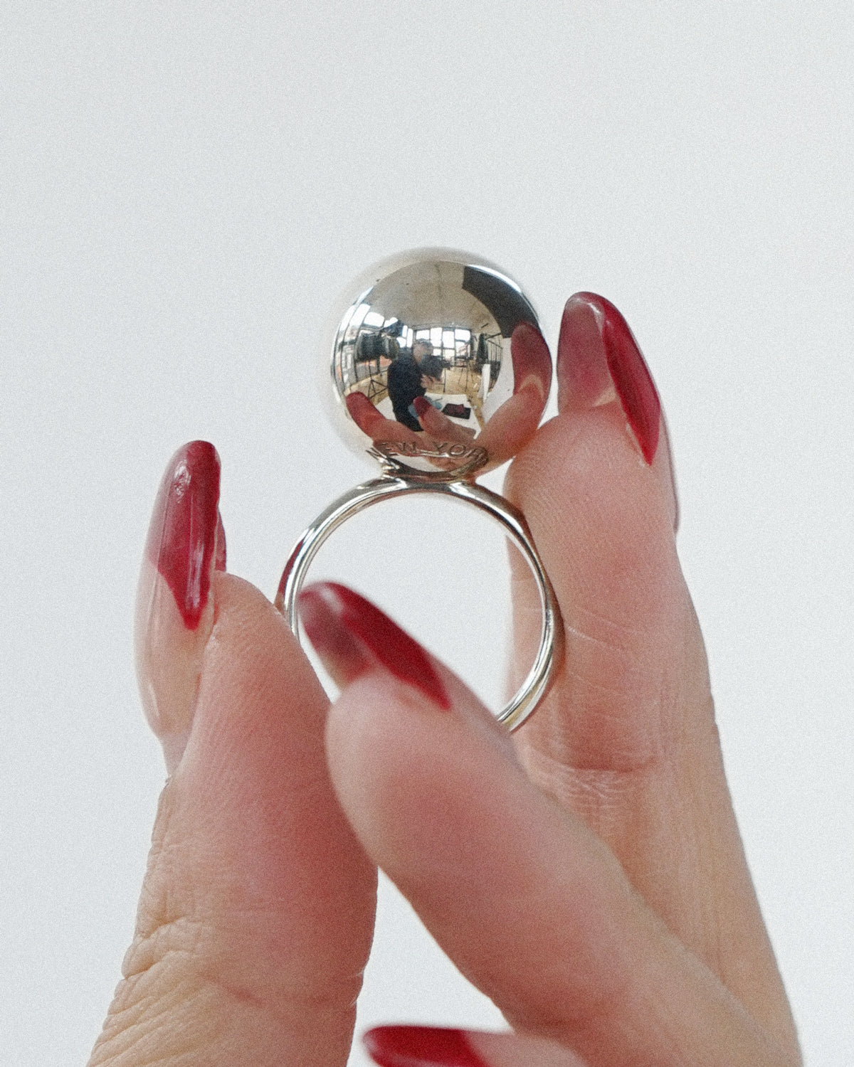 Silver Ball Ring / size: 5