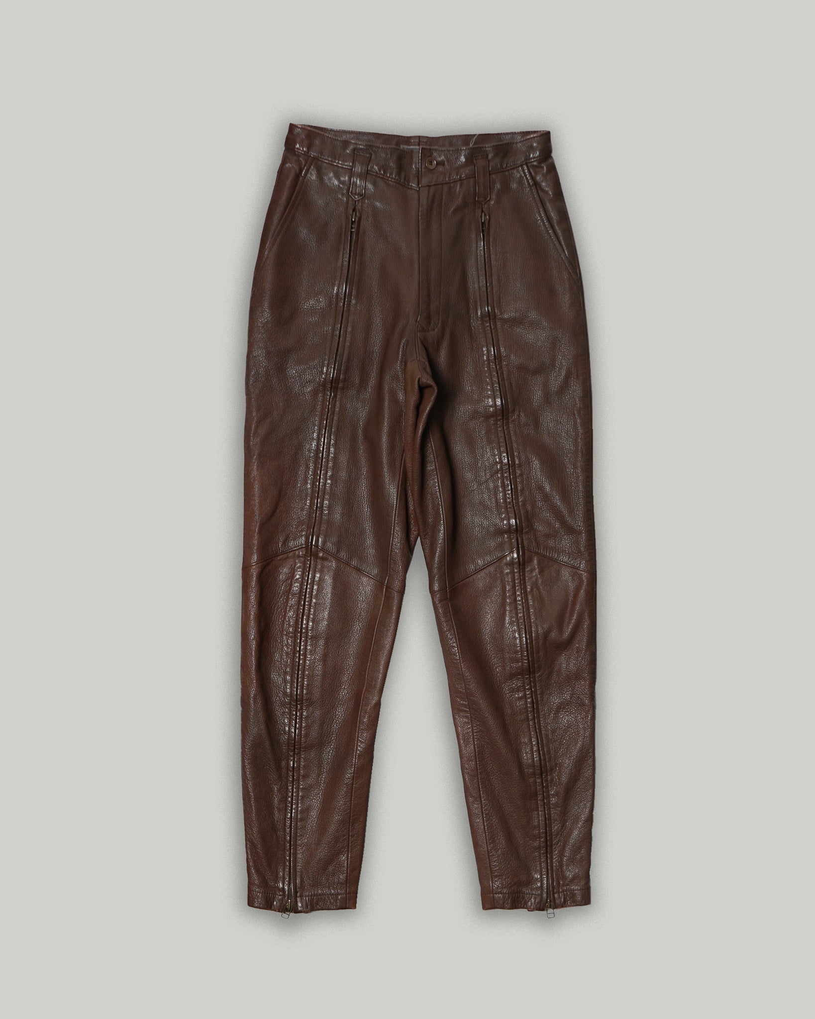 Zipper Designed Leather Trousers