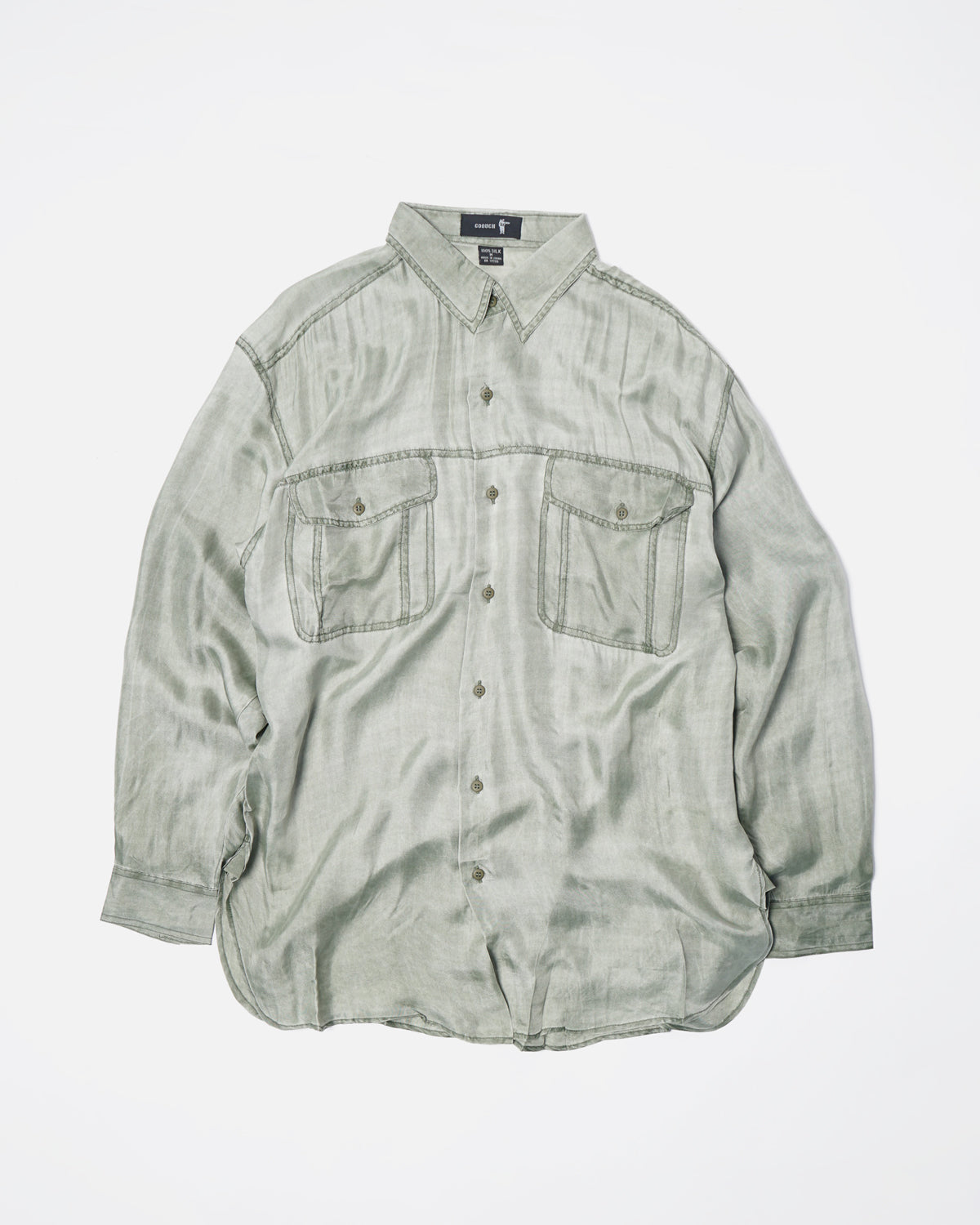 Flap Pocket Silk Shirt L/S / Pale Green