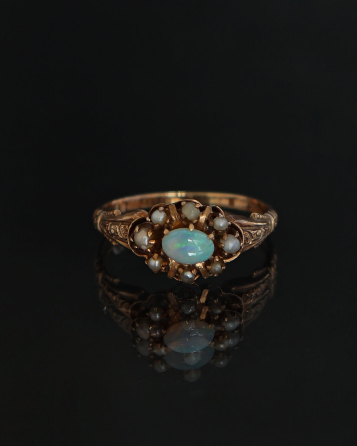 10k Gold Ring w/ Opal & Pearls