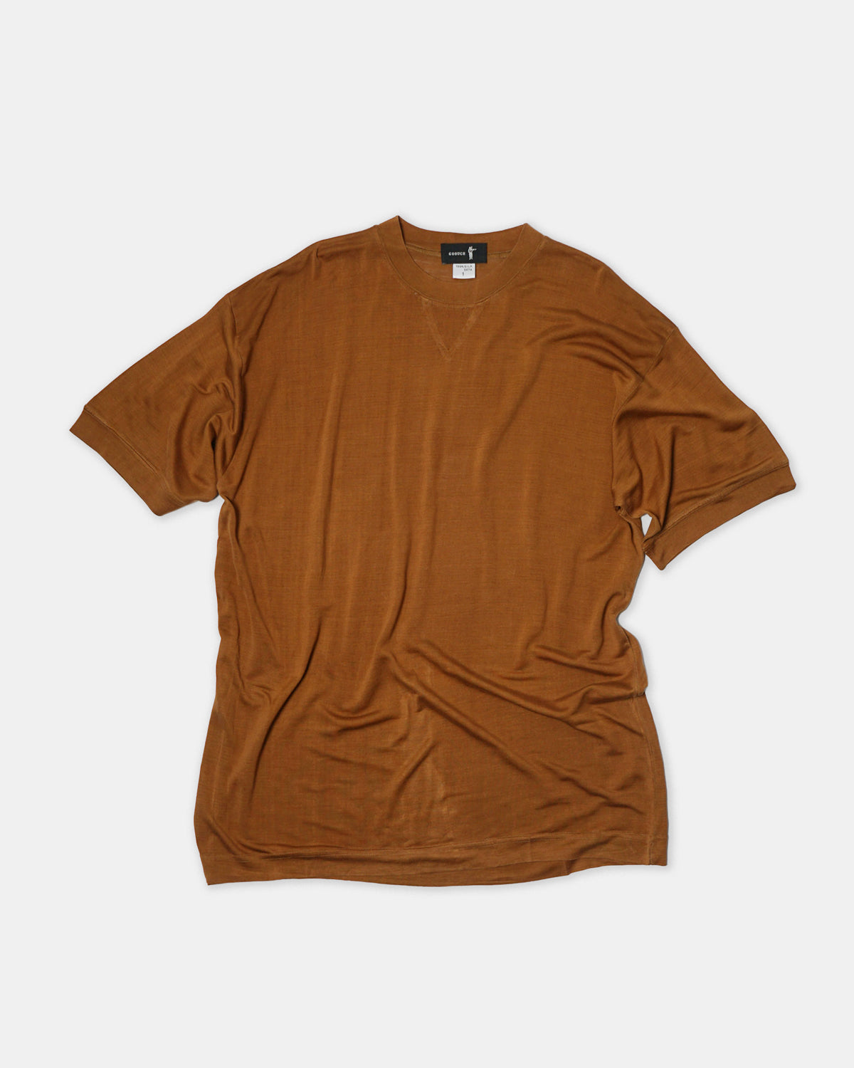 Silk Front V Tee S/S / Brown
