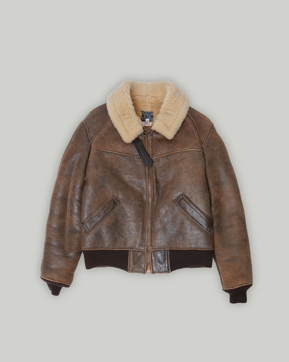 ち*た様 90s Avirex B-3 mouton leather jacke AVIREX Type B-3 Leather Flight Mouton Bomber Jacket brown size 34