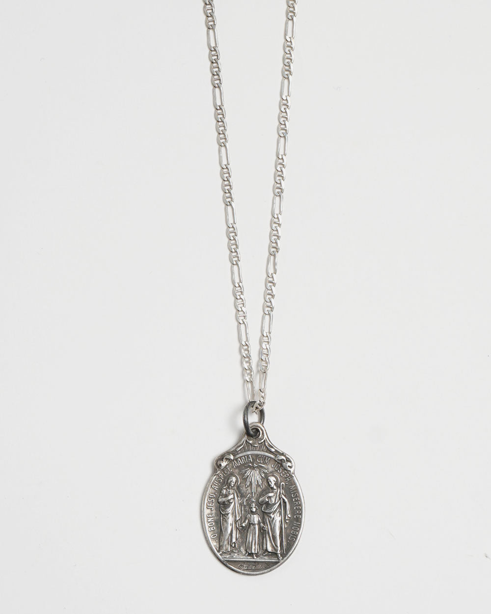 Silver Chain Necklace w/ Religious Charm
