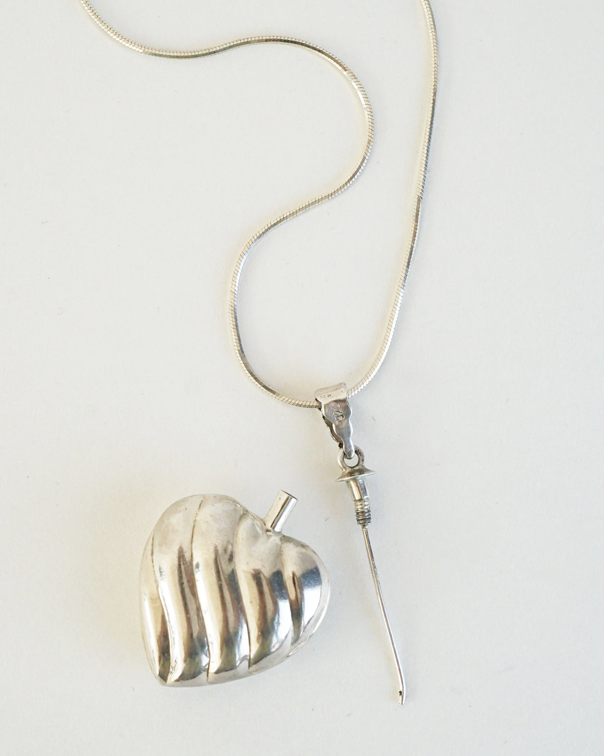Silver Chain Necklace w/ Heart Perfume Charm