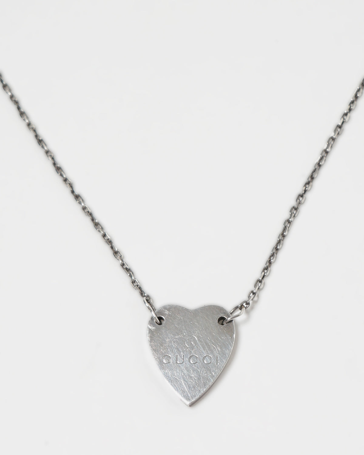 Silver Heart Logo Tag Necklace