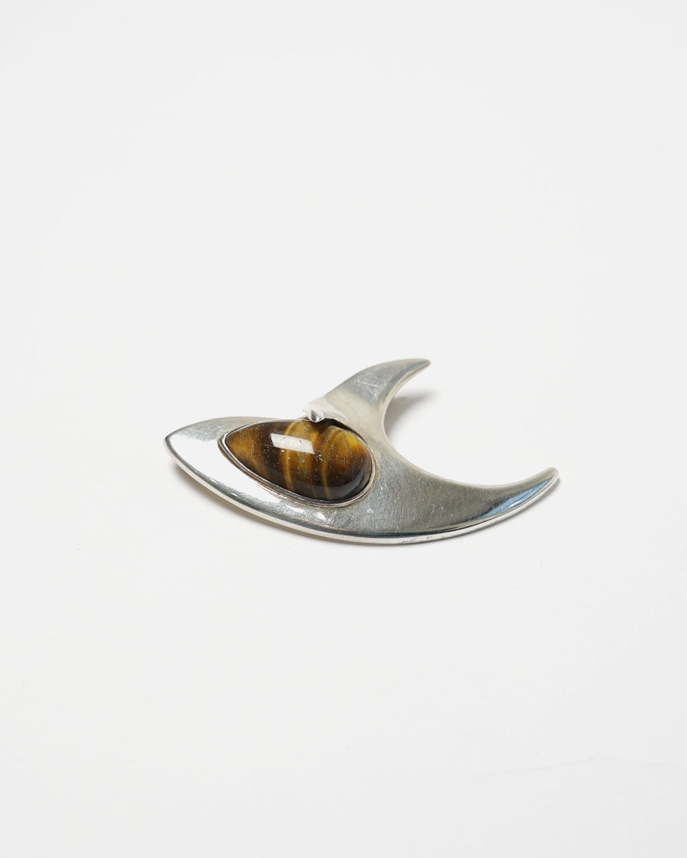 Silver Brooch / Pin w/ Tiger Eye