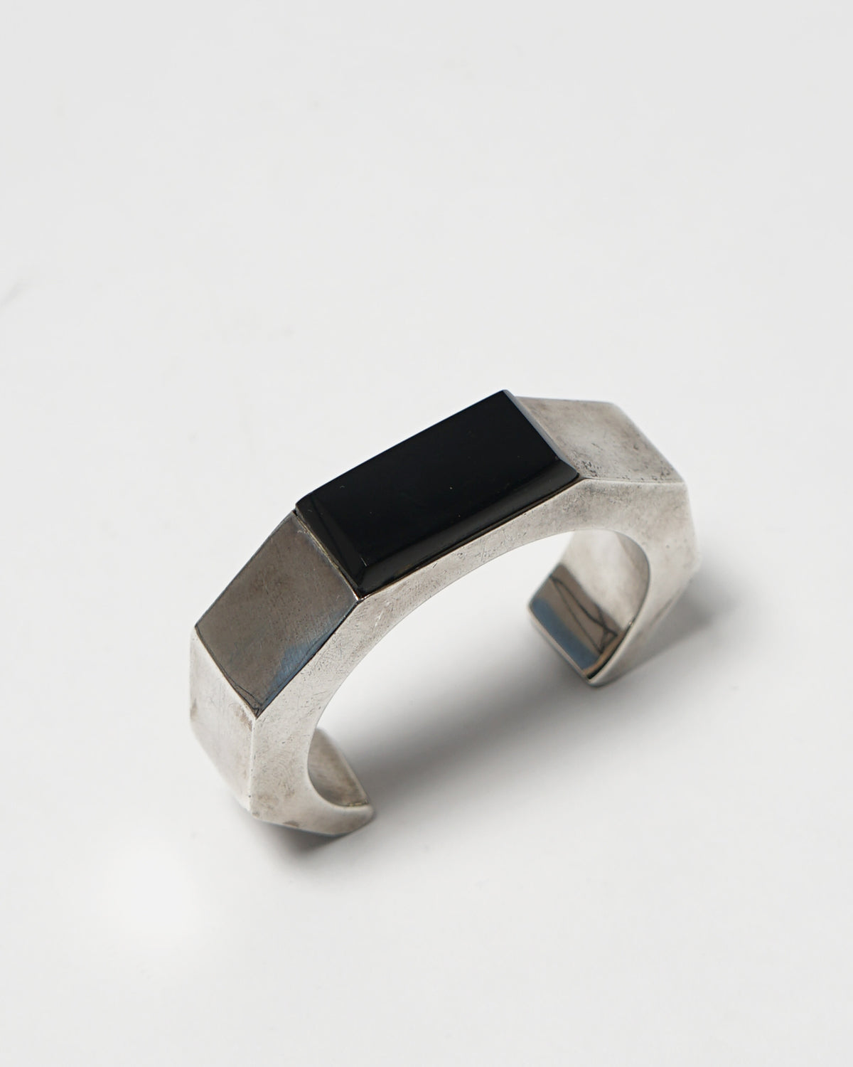 Silver Cuff Bracelet w/ Onyx