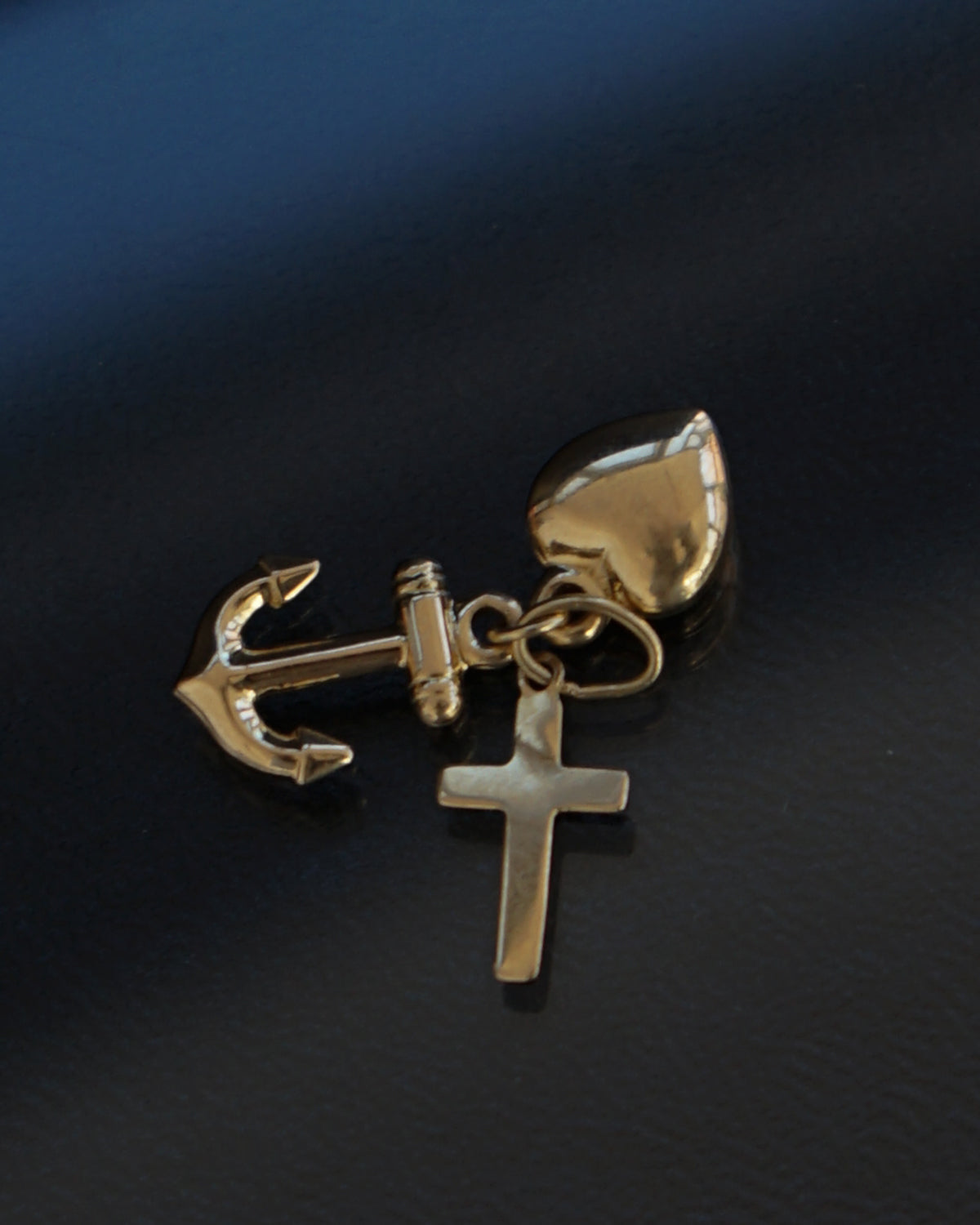 14k Gold Heart/Cross /Anchor Charm