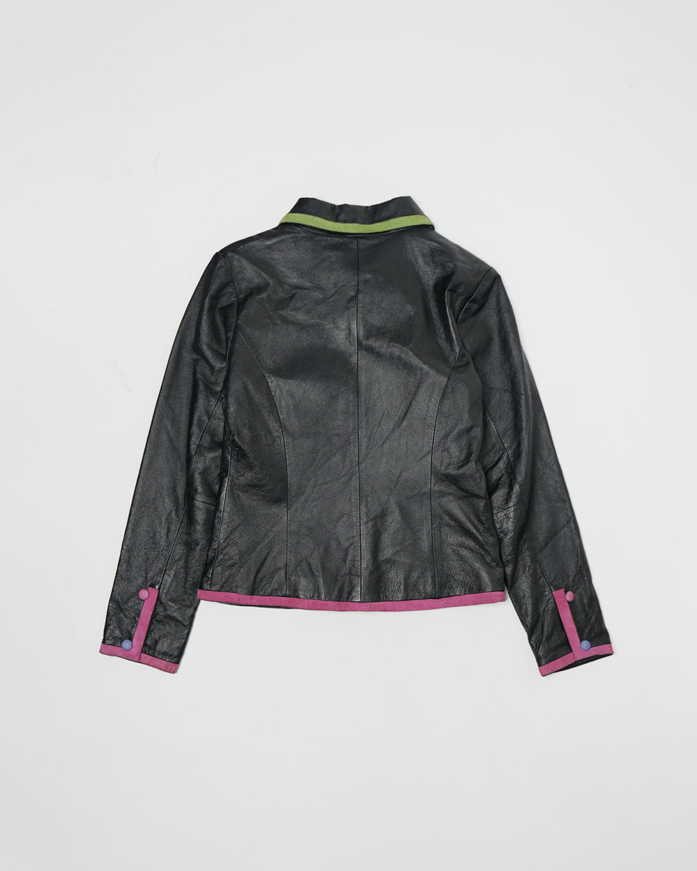 Color Piping Black Leather Jacket