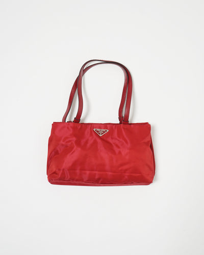 Red Nylon Hand Bag