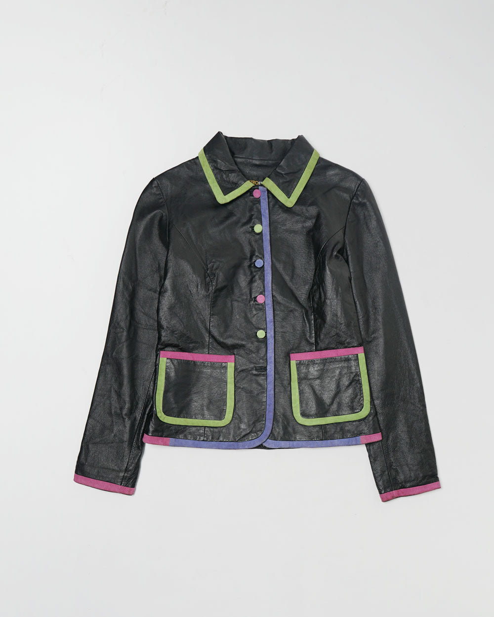 Color Piping Black Leather Jacket