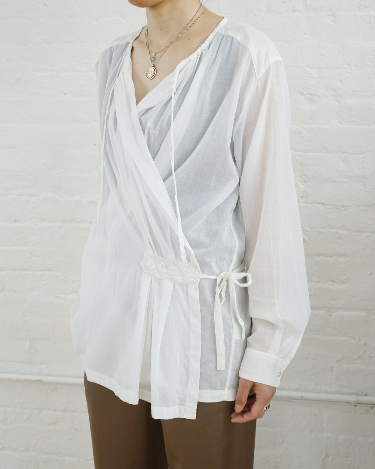 White Cotton Wrapped Blouse