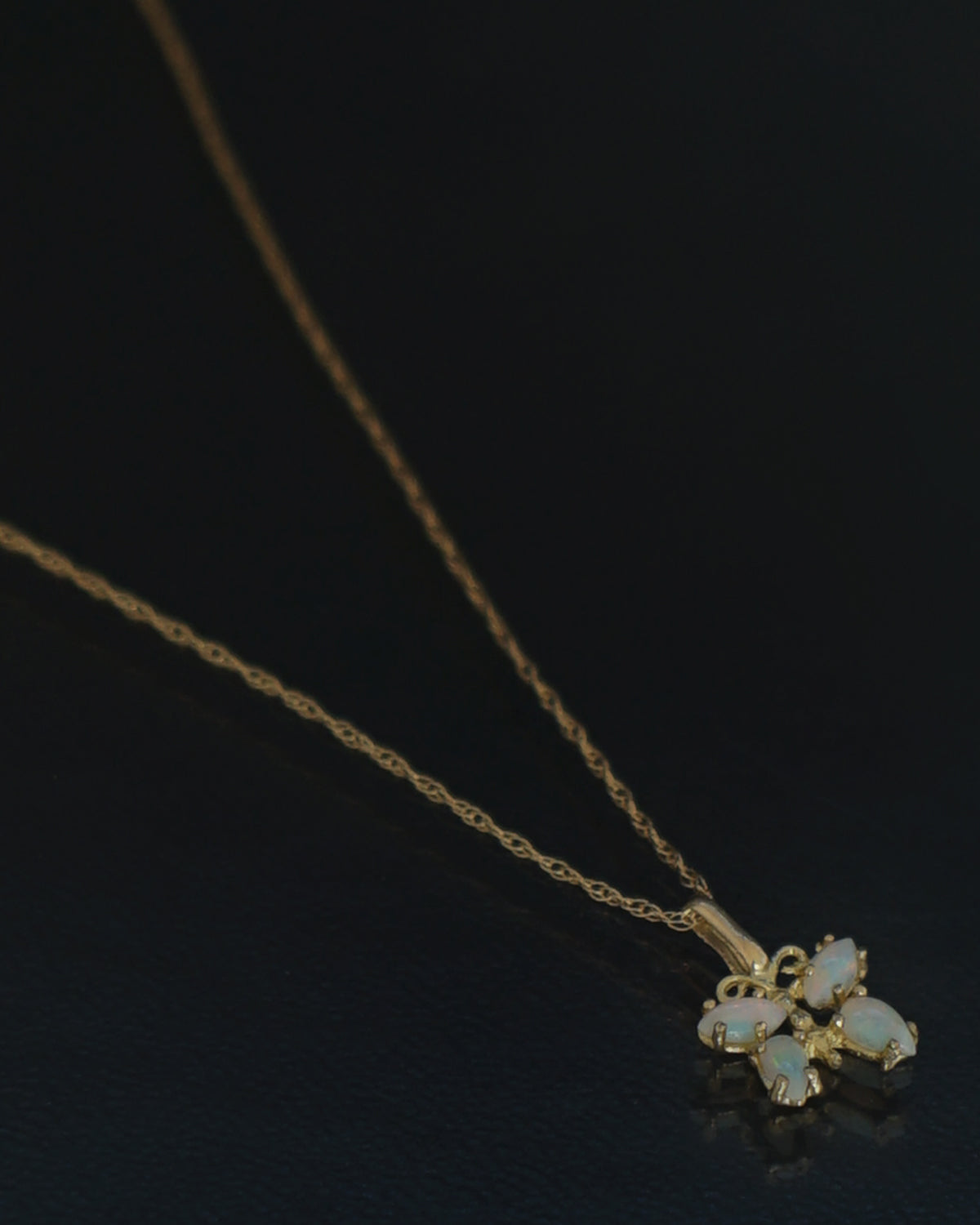 14k Gold Necklace w/ Opal Butterfly Charm