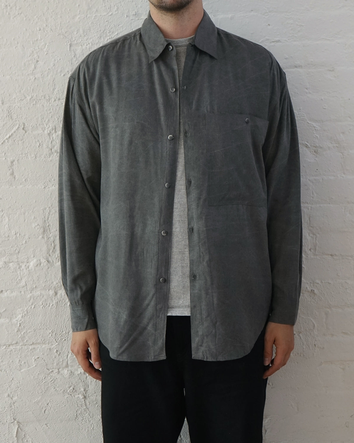 Pigment Dye Rayon Shirt / Gray
