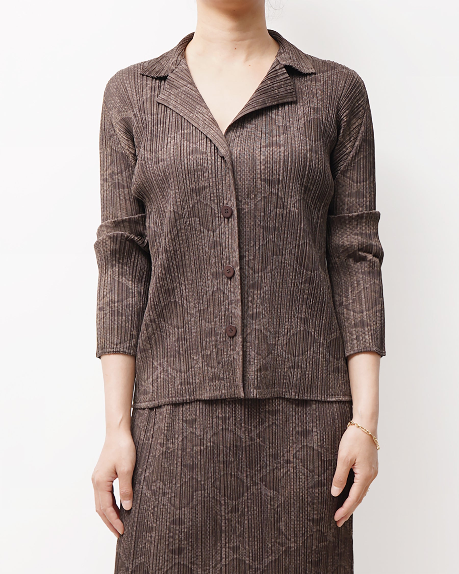 Issey Miyake Pleats Please Snake Print Pleated Shirt Made in Japan